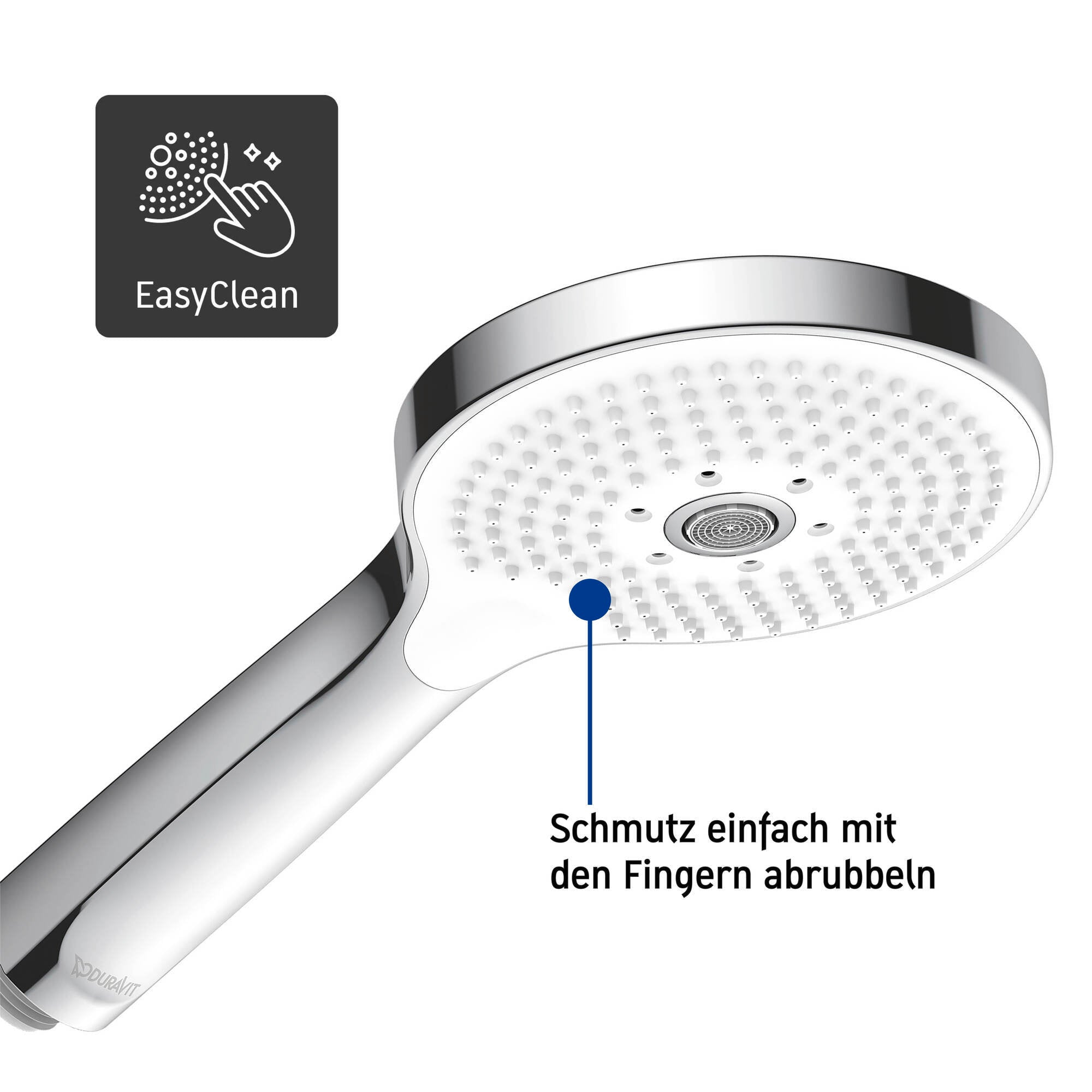 Sistema de ducha Duravit, con termostato y repisa de cristal, incl. teleducha con 3 modos de chorro - cromo/blanco