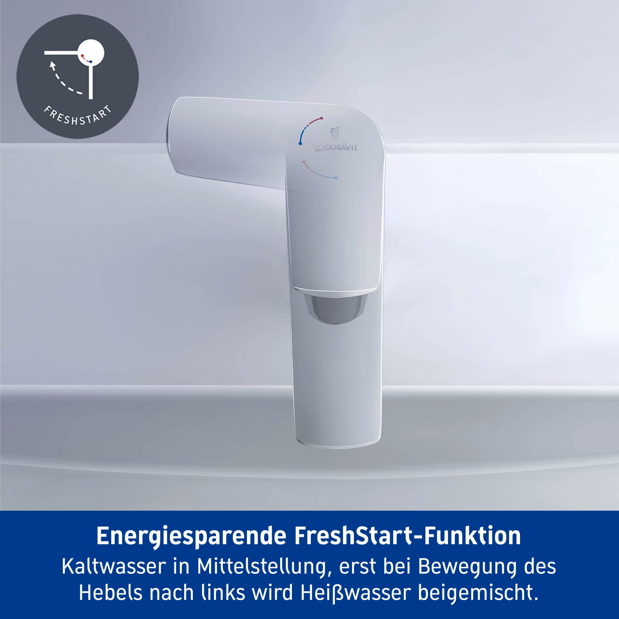 Duravit DuraVelez mezclador de lavabo, con función FreshStart de ahorro de energía, 18,7 cm (tamaño M), cromo