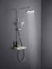 Sistema de ducha Duravit, con termostato y repisa de cristal, incl. teleducha con 3 modos de chorro - cromo/blanco