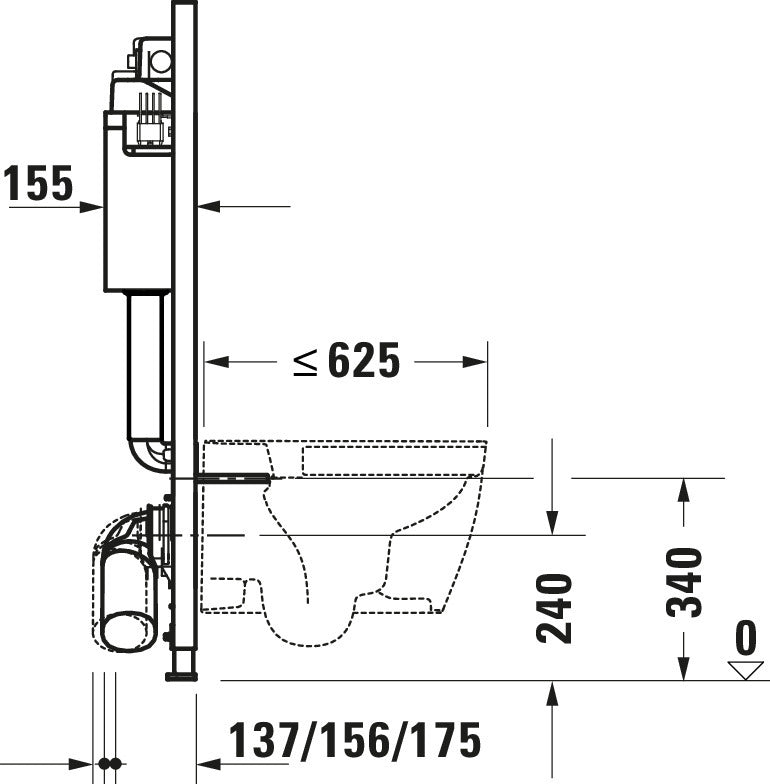 Elemento de WC DuraSystem, Basic, 1148x500x155mm