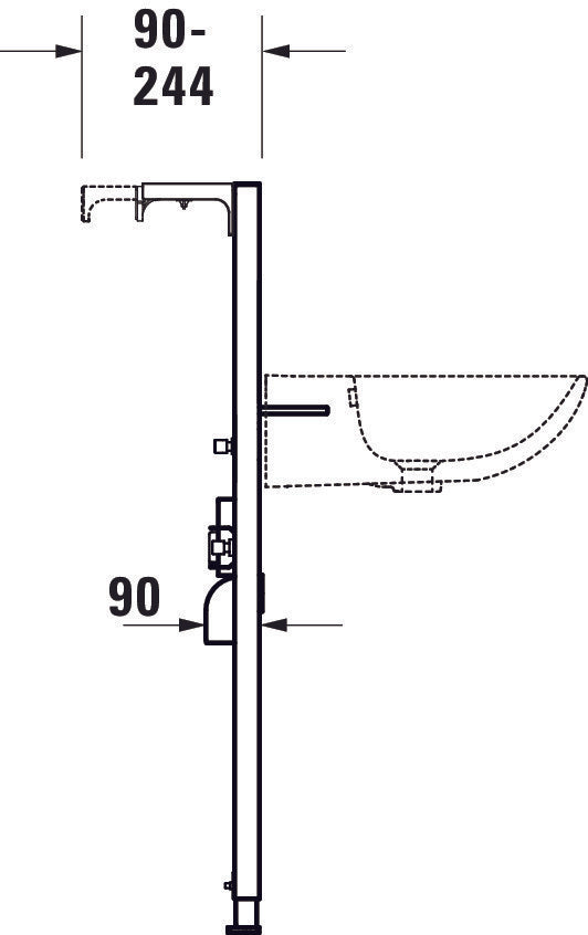 Elemento de lavabo DuraSystem, estándar, 500x170x1148mm