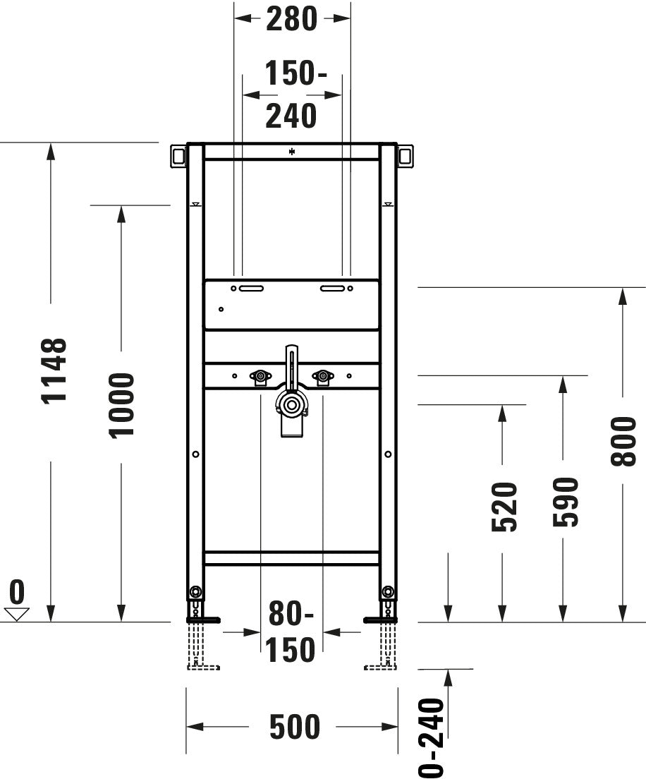 Elemento de lavabo DuraSystem, estándar, 500x170x1148mm