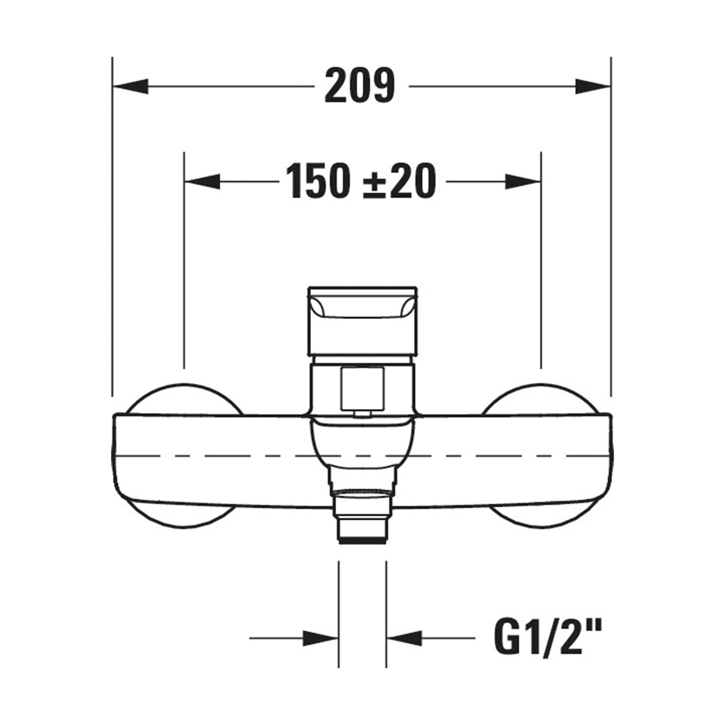 Duravit B.3 Mezclador de bañera, de superficie, 2 consumidores, cromado