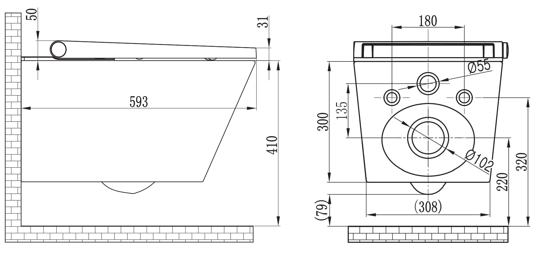 Paquete completo de WC 36: Inodoro con ducha Basic 1102