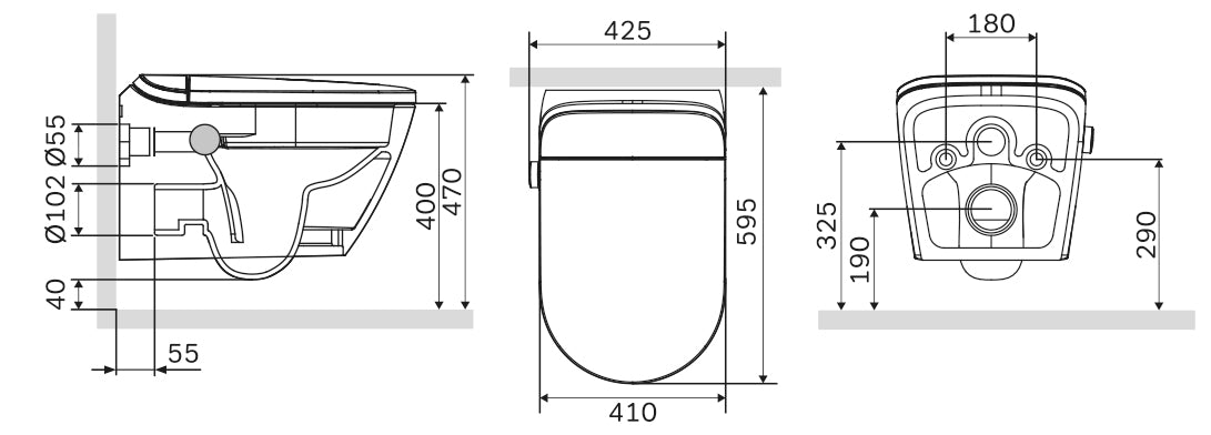 Conjunto completo de WC con ducha T640 PRO con bastidor empotrado Geberit Duofix