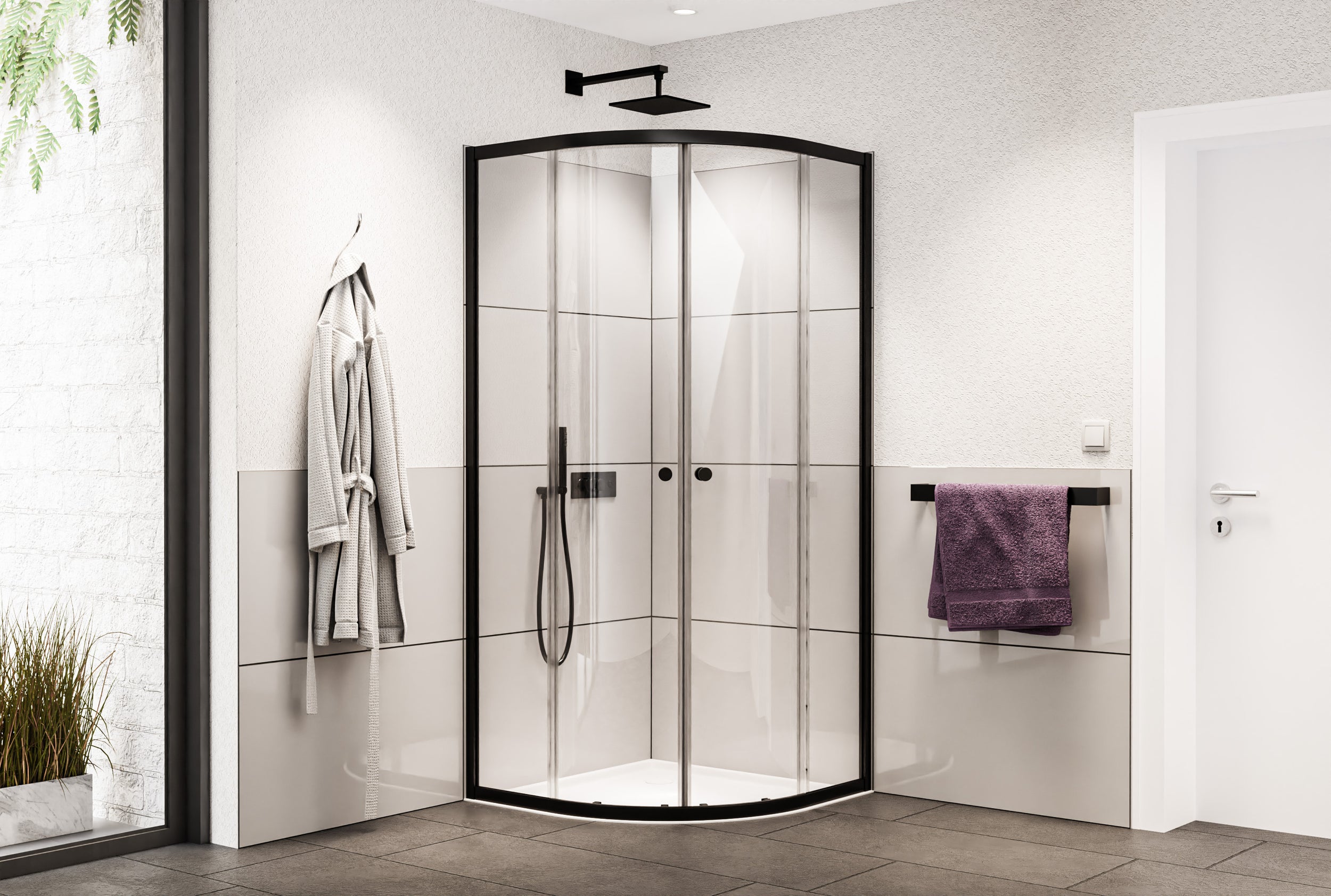 Ducha redonda NT509 con puertas correderas