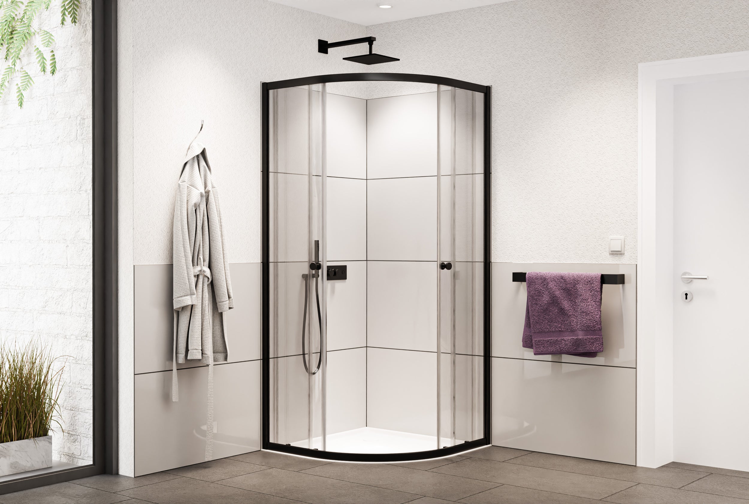 Ducha redonda NT509 con puertas correderas