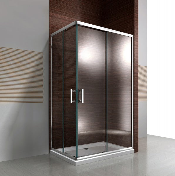 Mampara de ducha de esquina EX506 - 90 x 120 x 195 cm - con puerta corredera - de auténtico cristal NANO de 6 mm