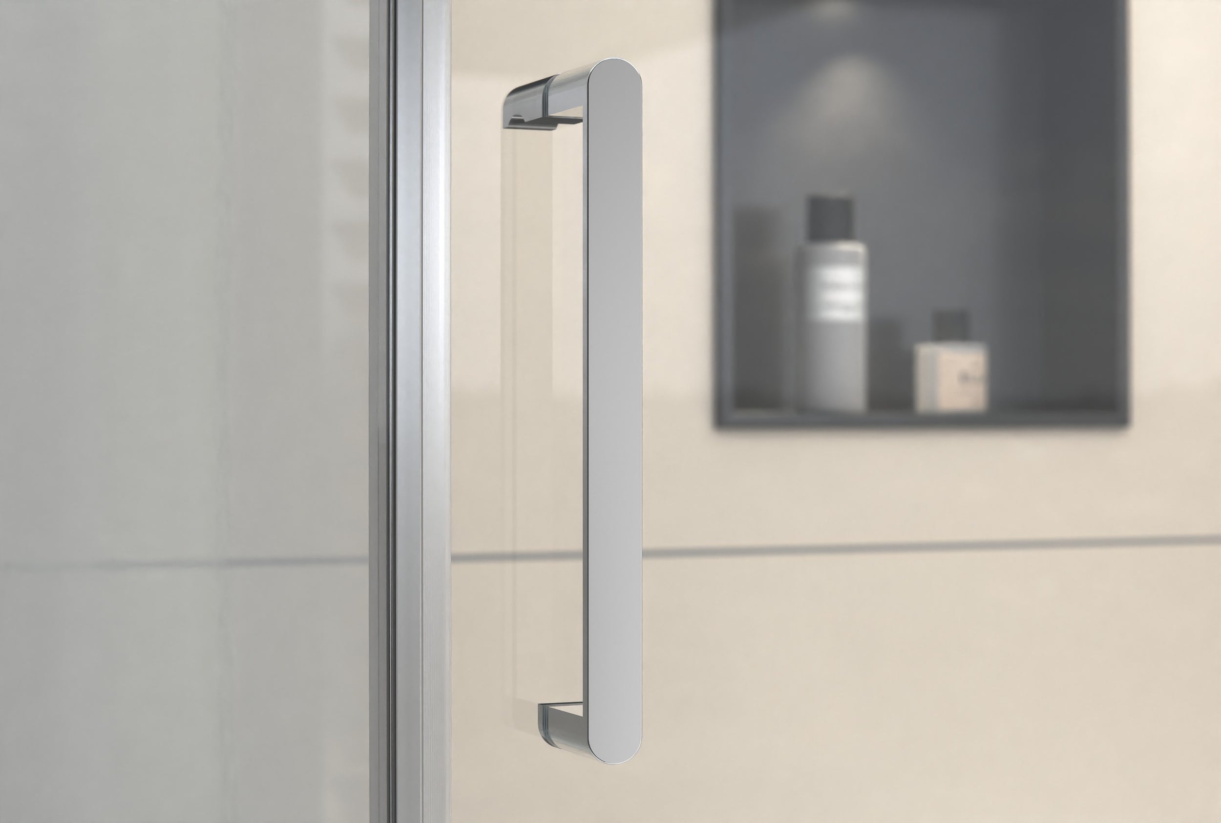 Ducha de esquina con puerta giratoria en panel fijo NT403