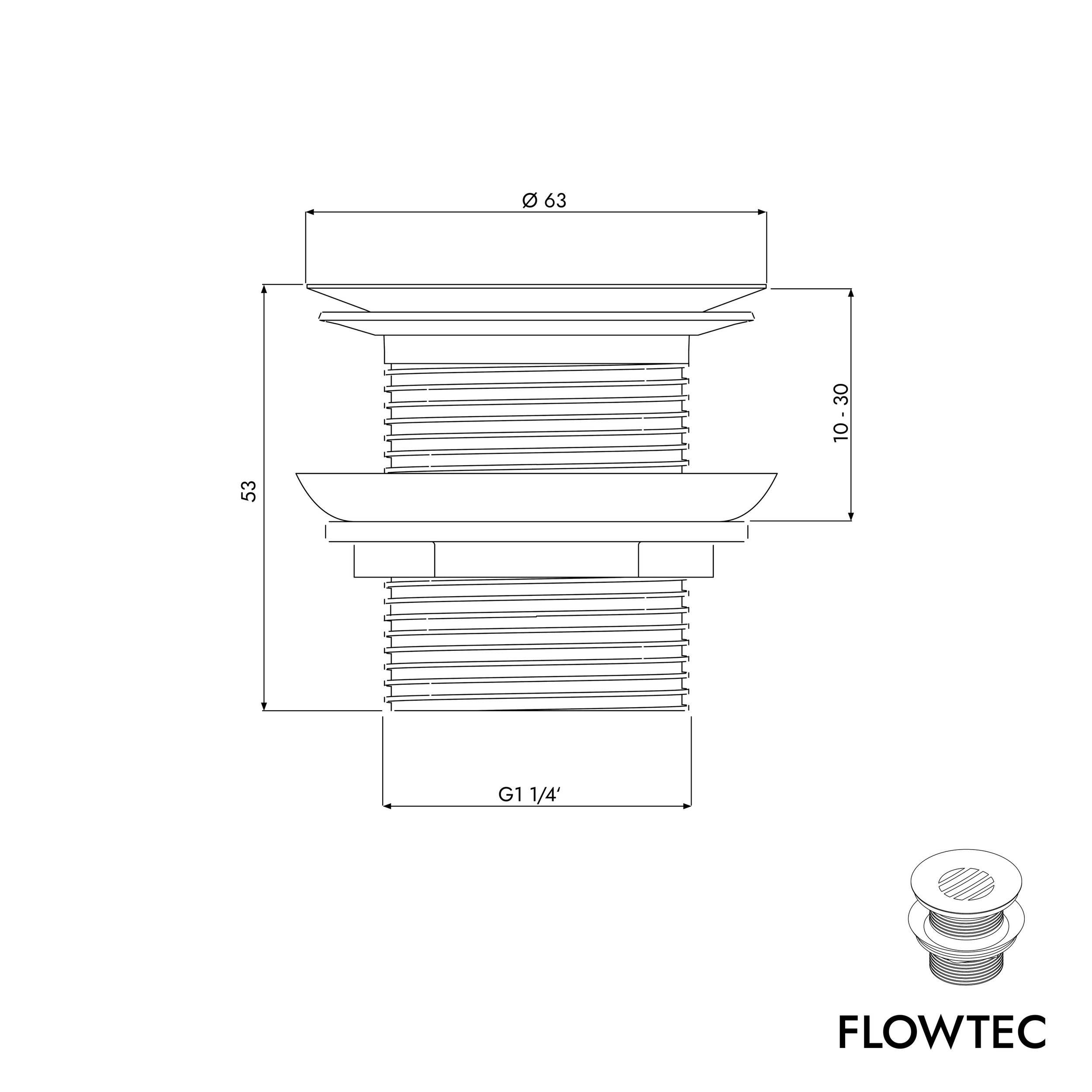 Válvula de desagüe FLOWTEC con colador