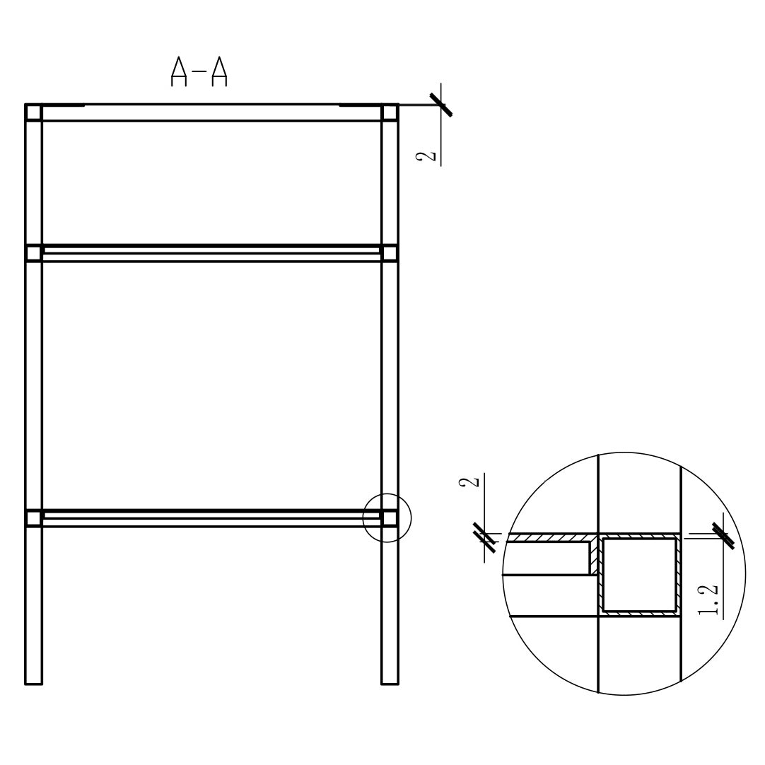 Soporte metálico para lavabo 150S de pie - Negro mate - base a juego para lavabo Bernstein TWG16