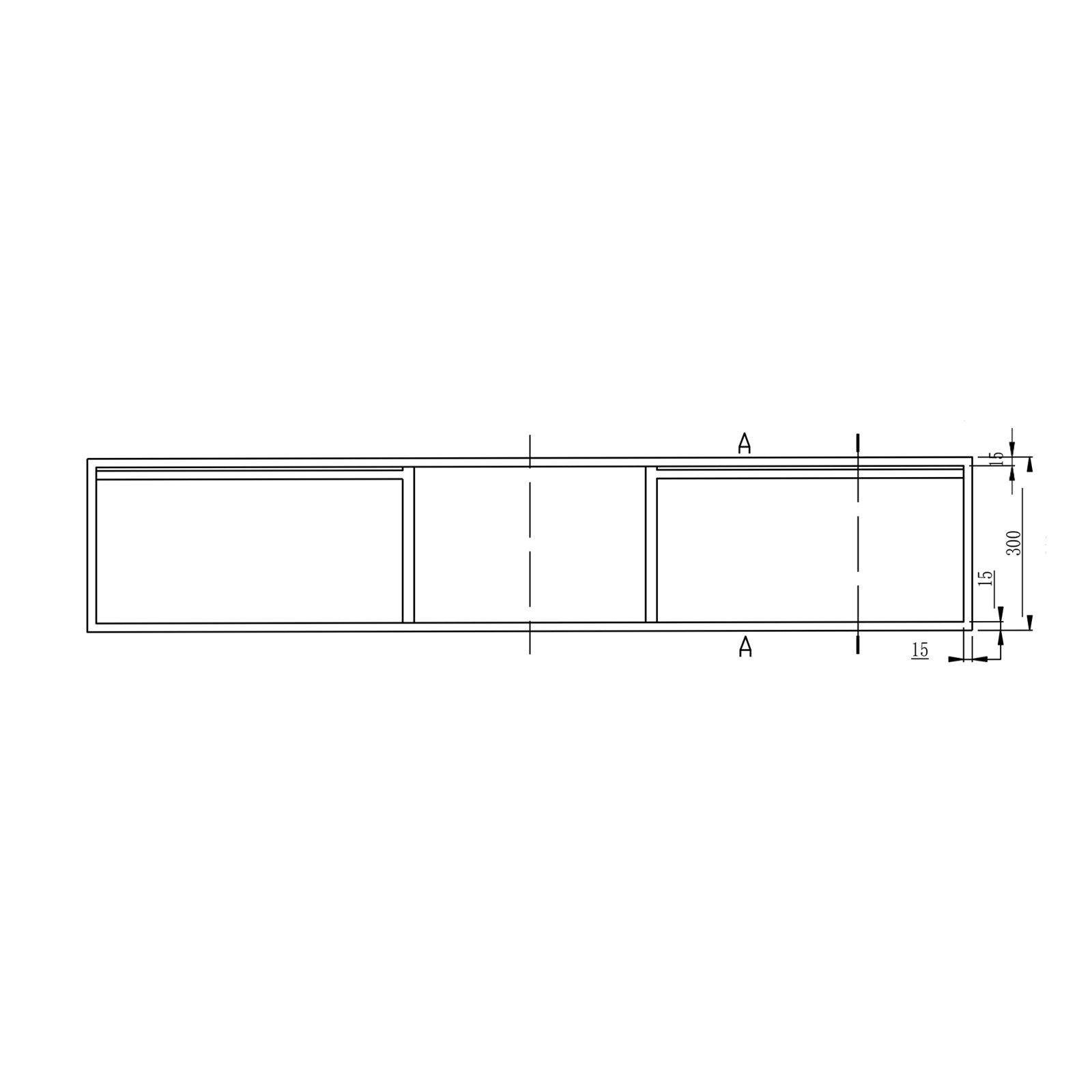 Encimera metálica suspendida para lavabo 150S - negro mate - adecuada para lavabo doble BERNSTEIN TWG16