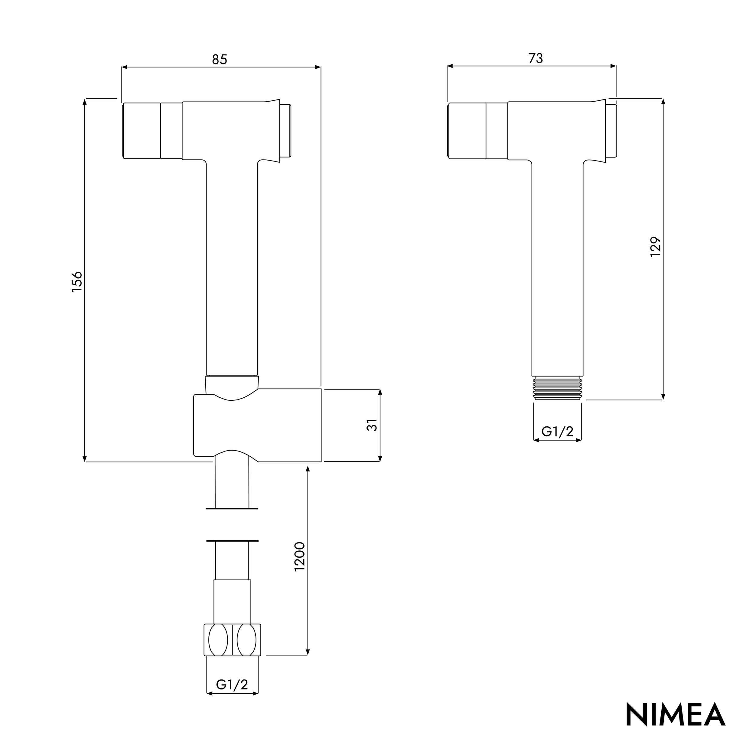 Set de ducha de mano para bidé NIMEA