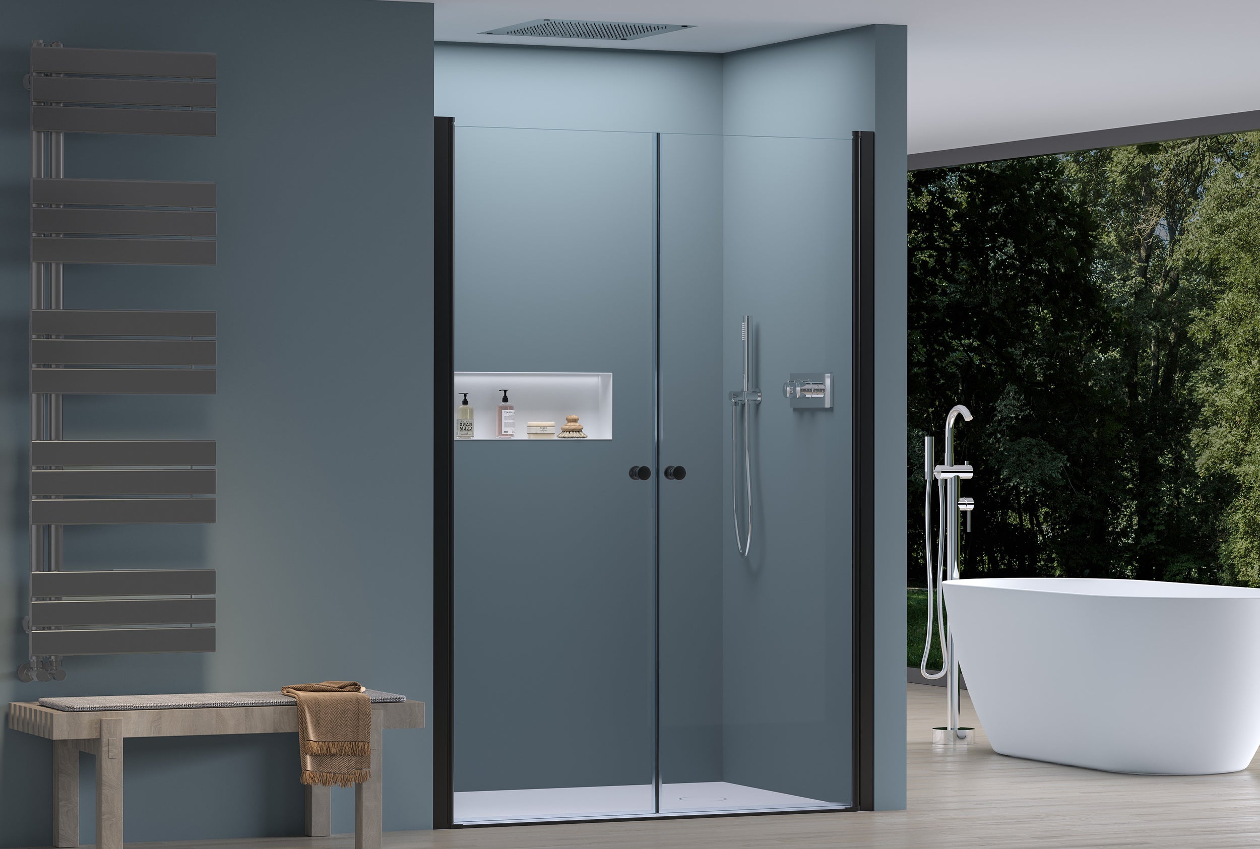 Ducha alcoba con puertas batientes dobles NT218
