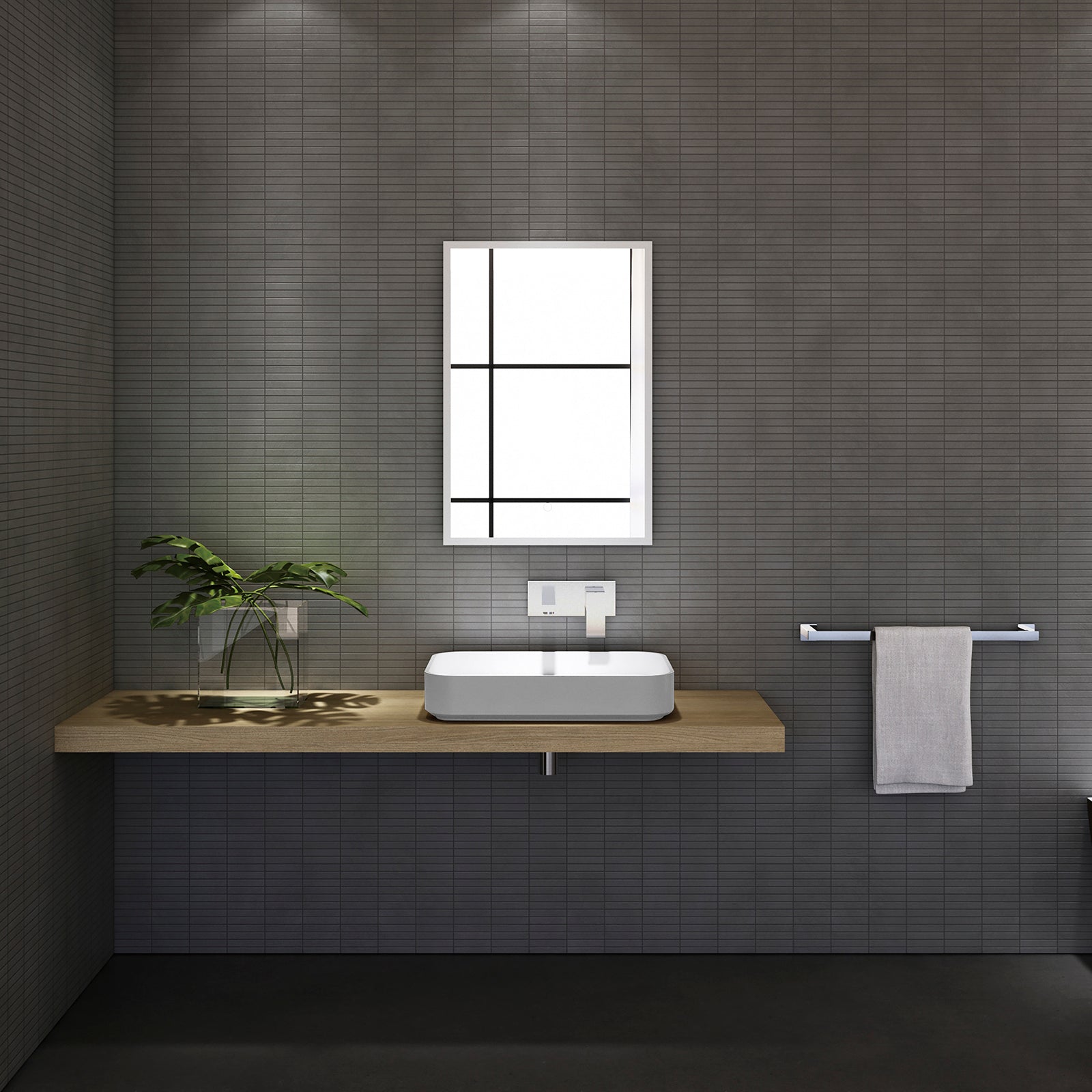 Lavabo sobre encimera NT38 en resina mineral Solid Stone - blanco mate - 60 x 40 x 11 cm