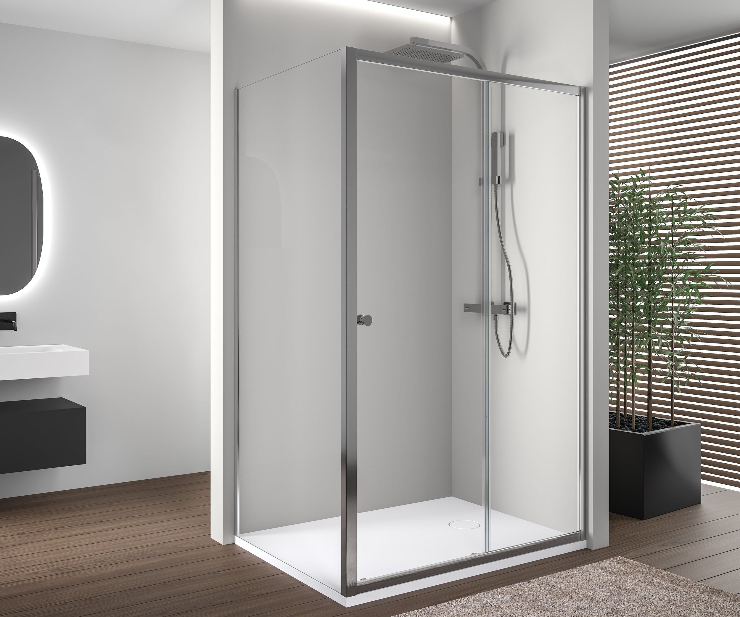 Ducha de esquina con puerta corredera NT504