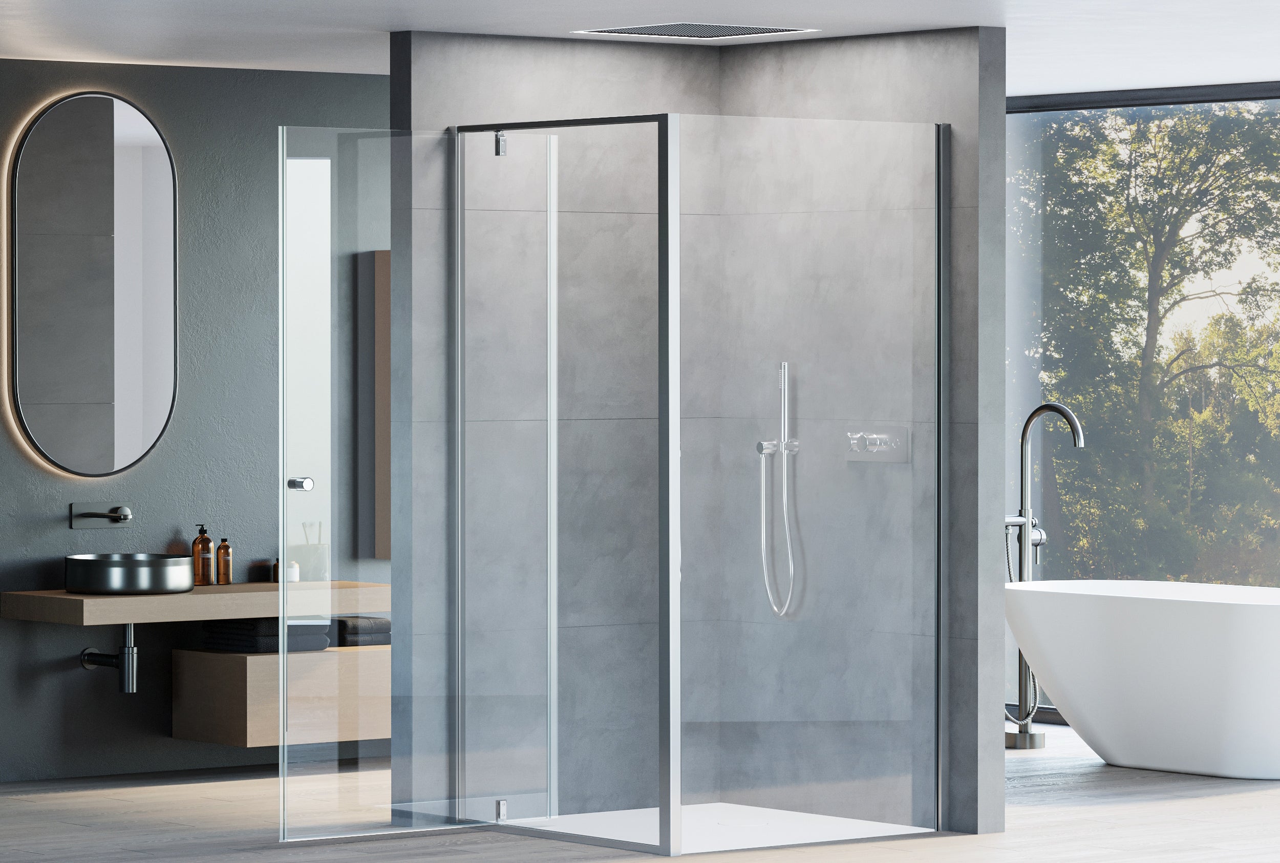 Ducha de esquina con puerta giratoria NT604 - FLEX