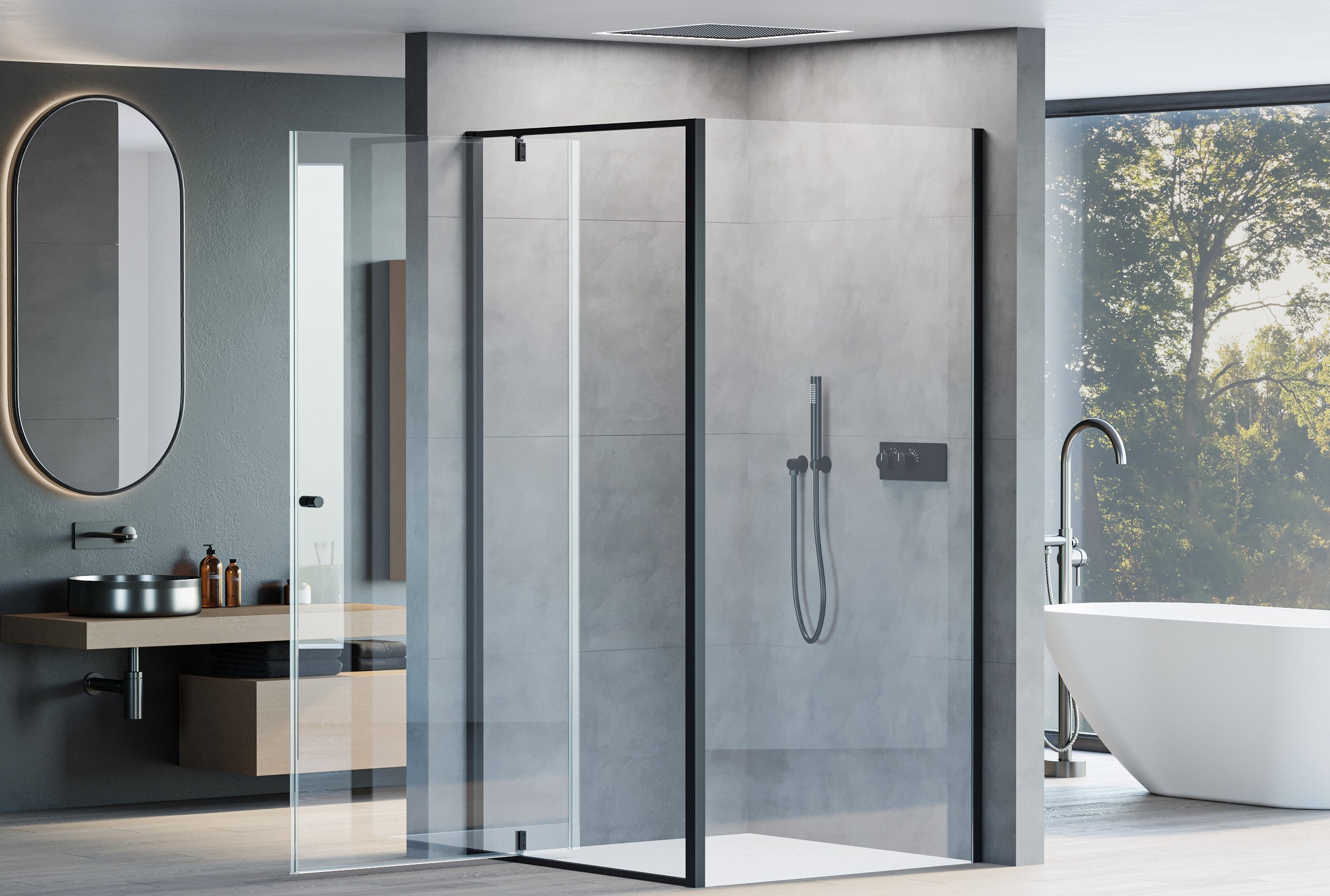 Ducha de esquina con puerta giratoria NT604 - FLEX