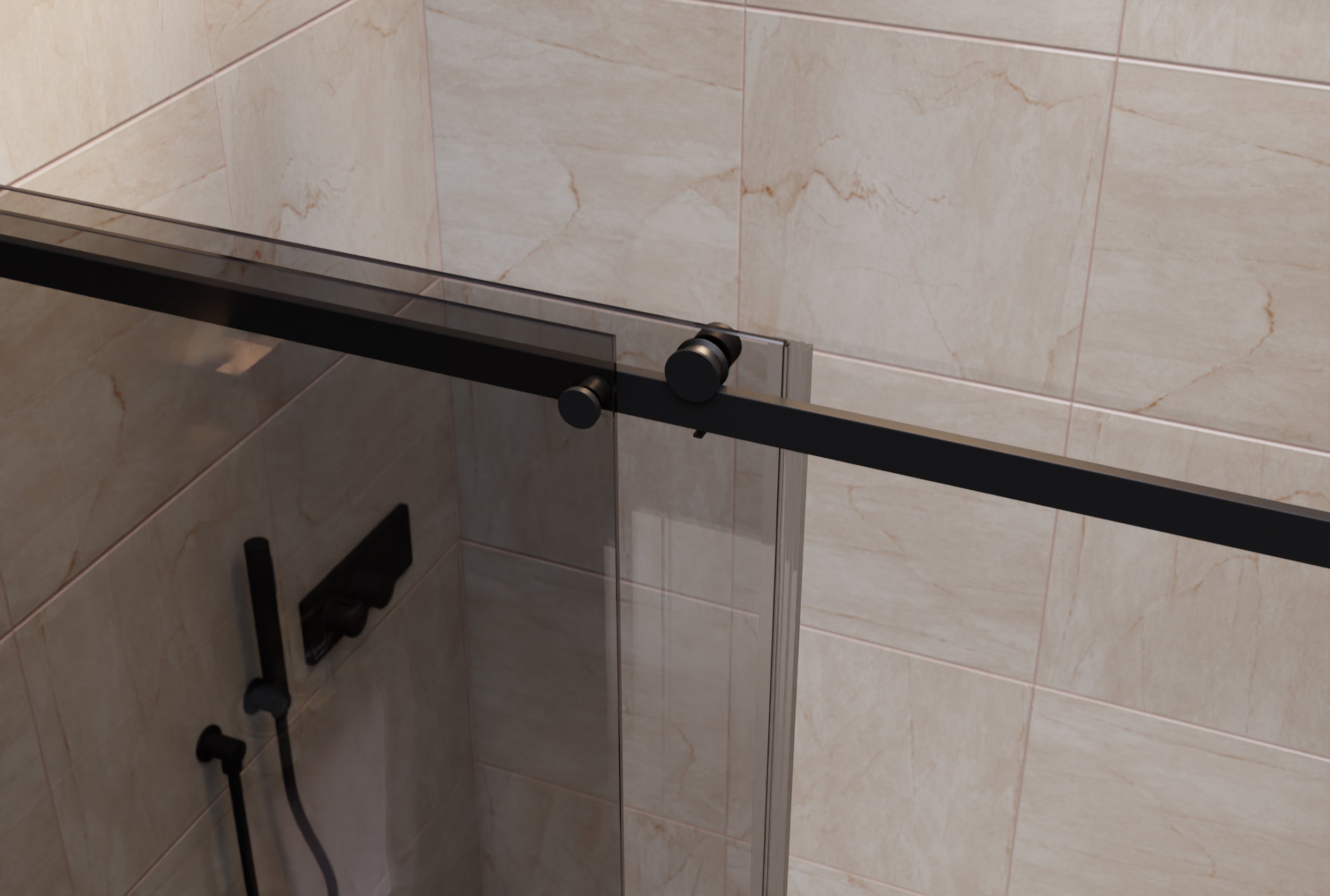 Ducha alcoba con puerta corredera NT806 FLEX Negro mate