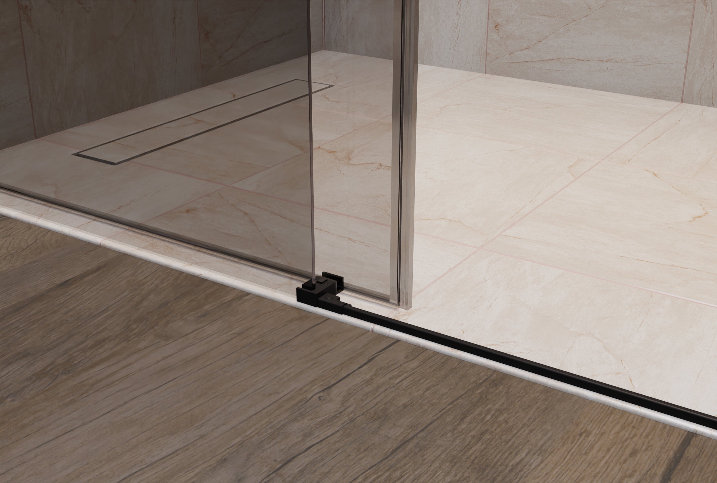 Ducha alcoba con puerta corredera NT806 FLEX Negro mate
