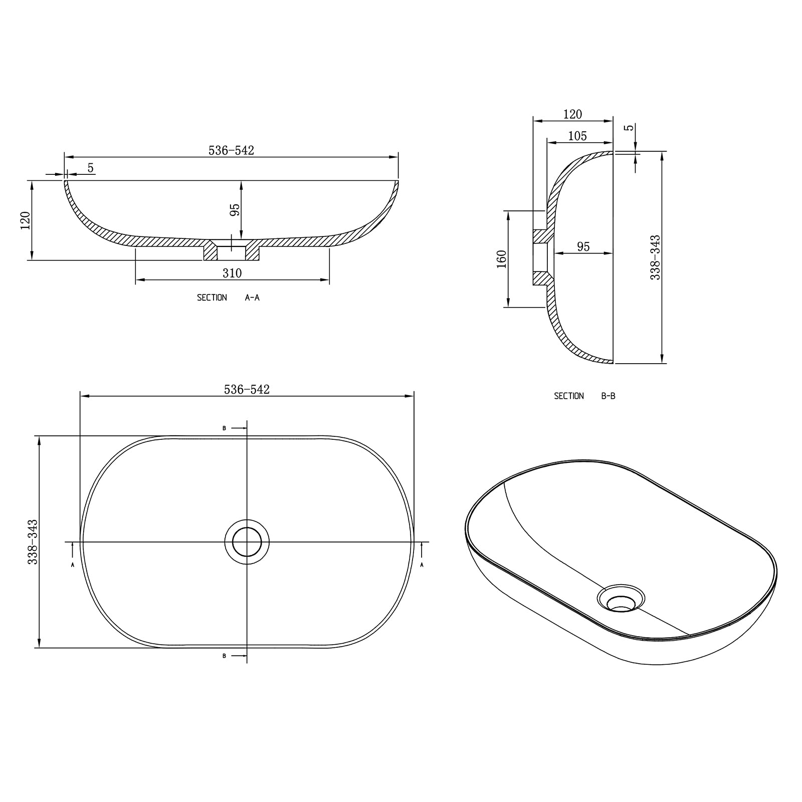 Lavabo sobre encimera O-540 OCEAN