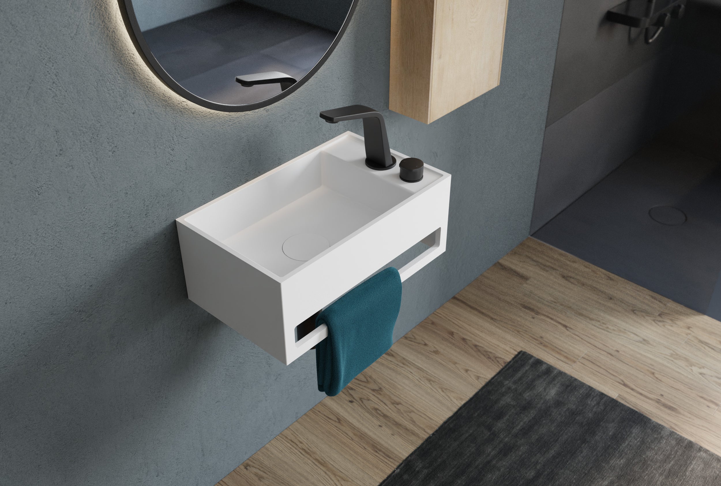 Lavabo mural de fundición mineral PB2077