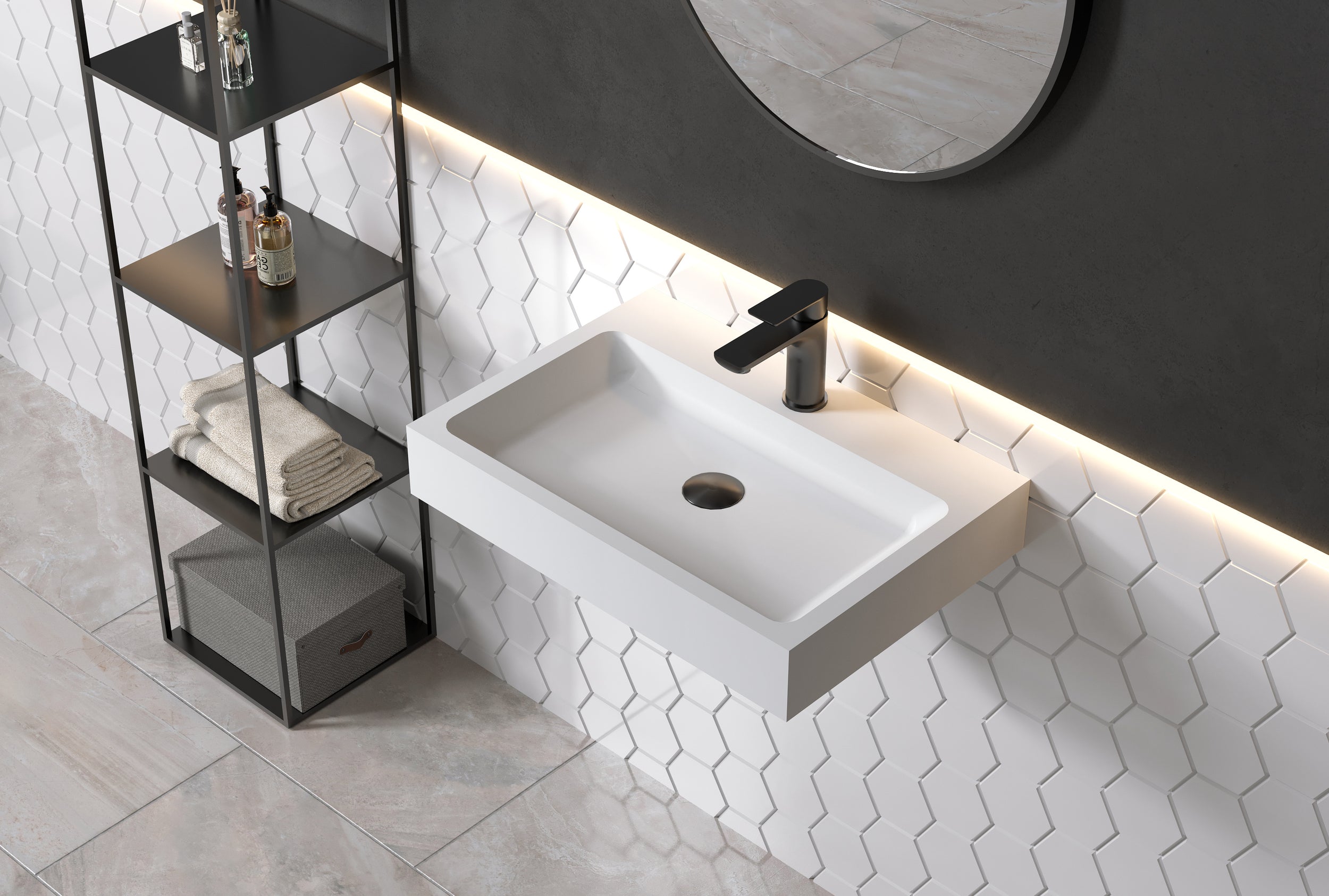 Lavabo mural PB2142 de fundición mineral