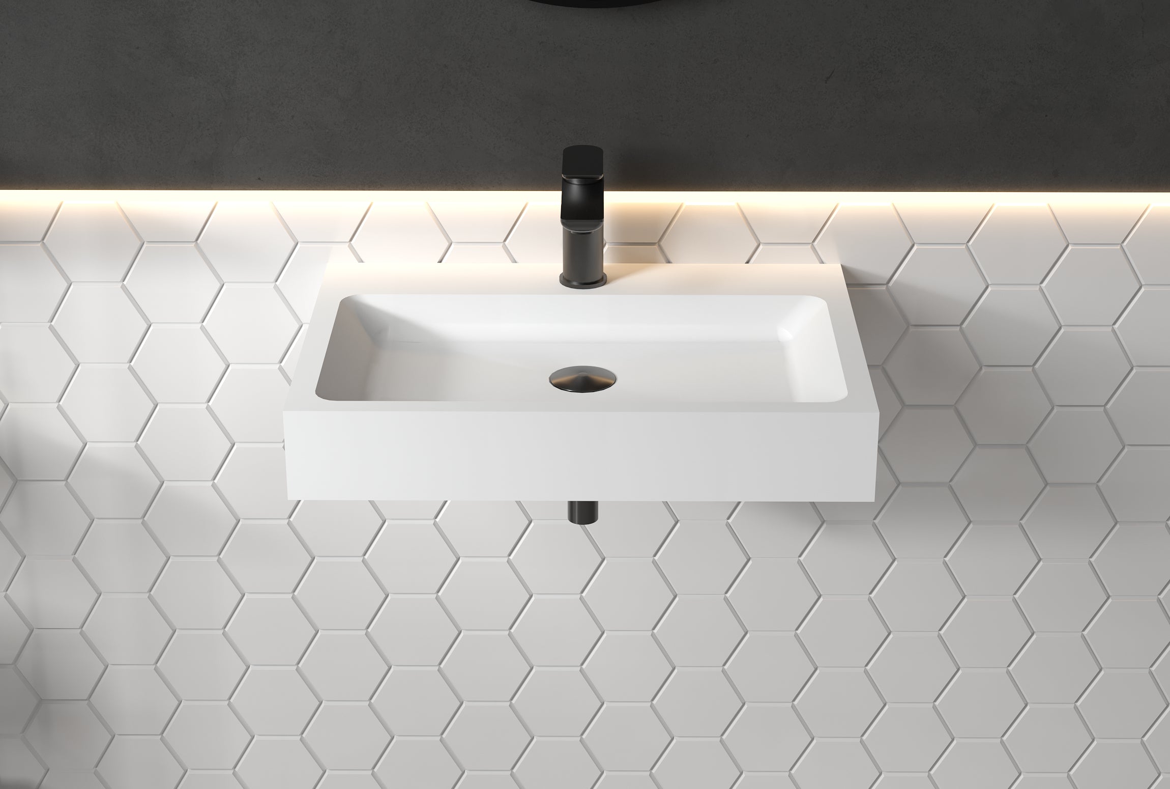 Lavabo mural PB2142 de fundición mineral