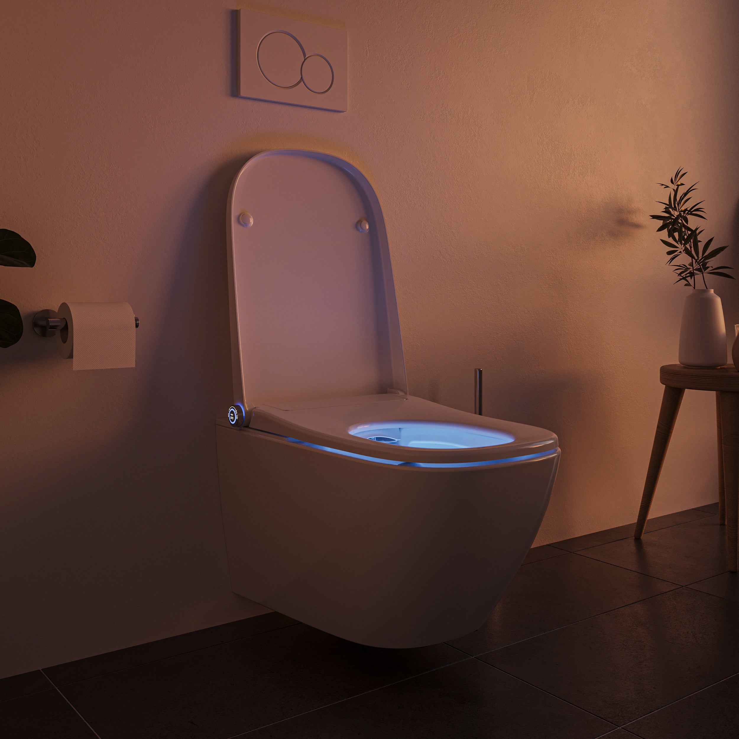 Juego completo de inodoro con ducha Basic 1104 con elemento de pared previa Geberit Duofix