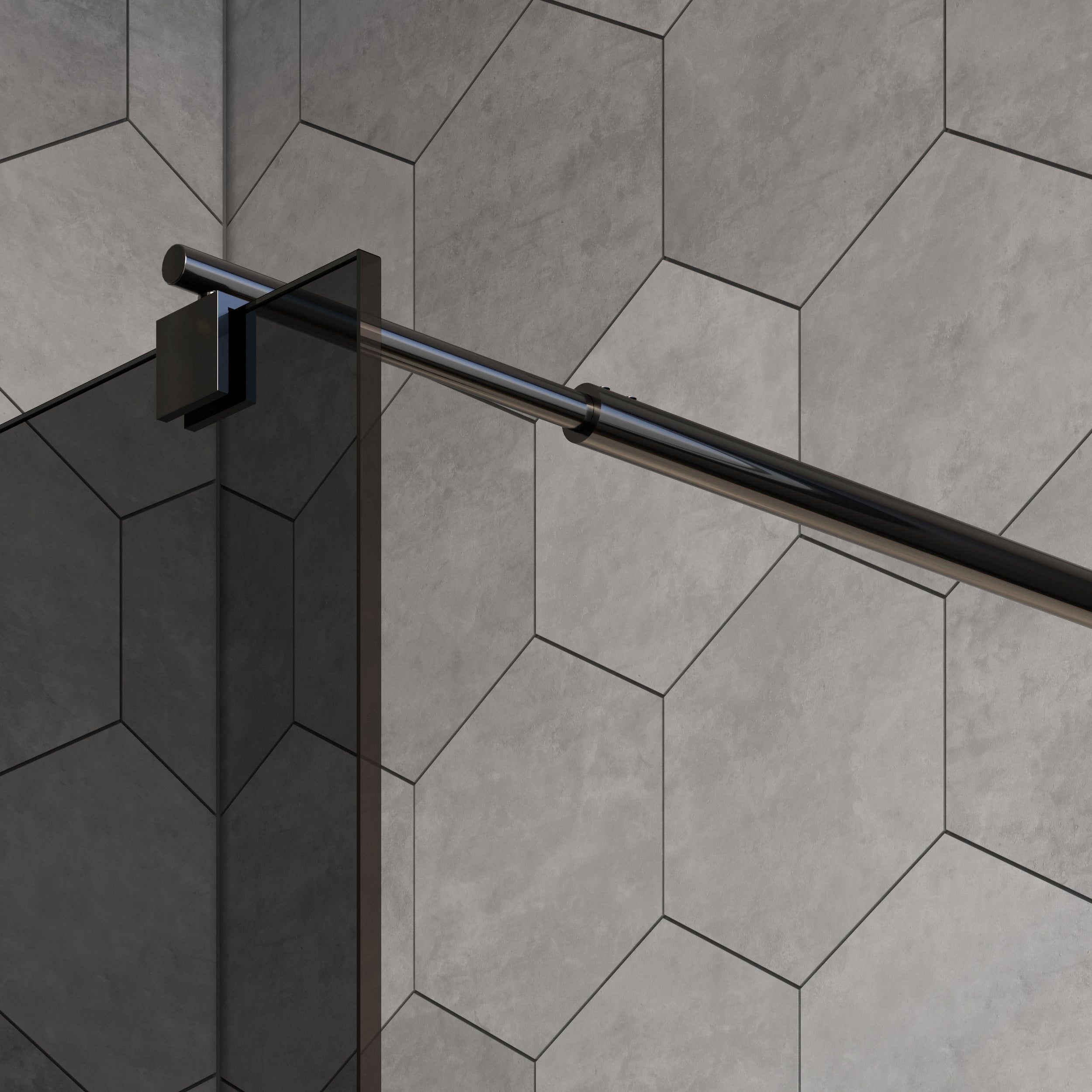 Mampara de ducha fija sin puerta - nano protección-cristal auténtico de 8 mm EX101 negro - cristal gris - anchura seleccionable 