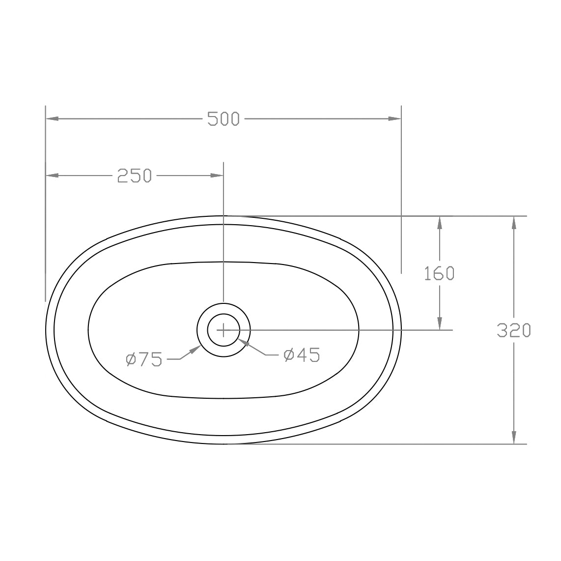 Lavabo de encimera en Solid Surface TWA85 - blanco mate - 50 x 32 x 14 cm