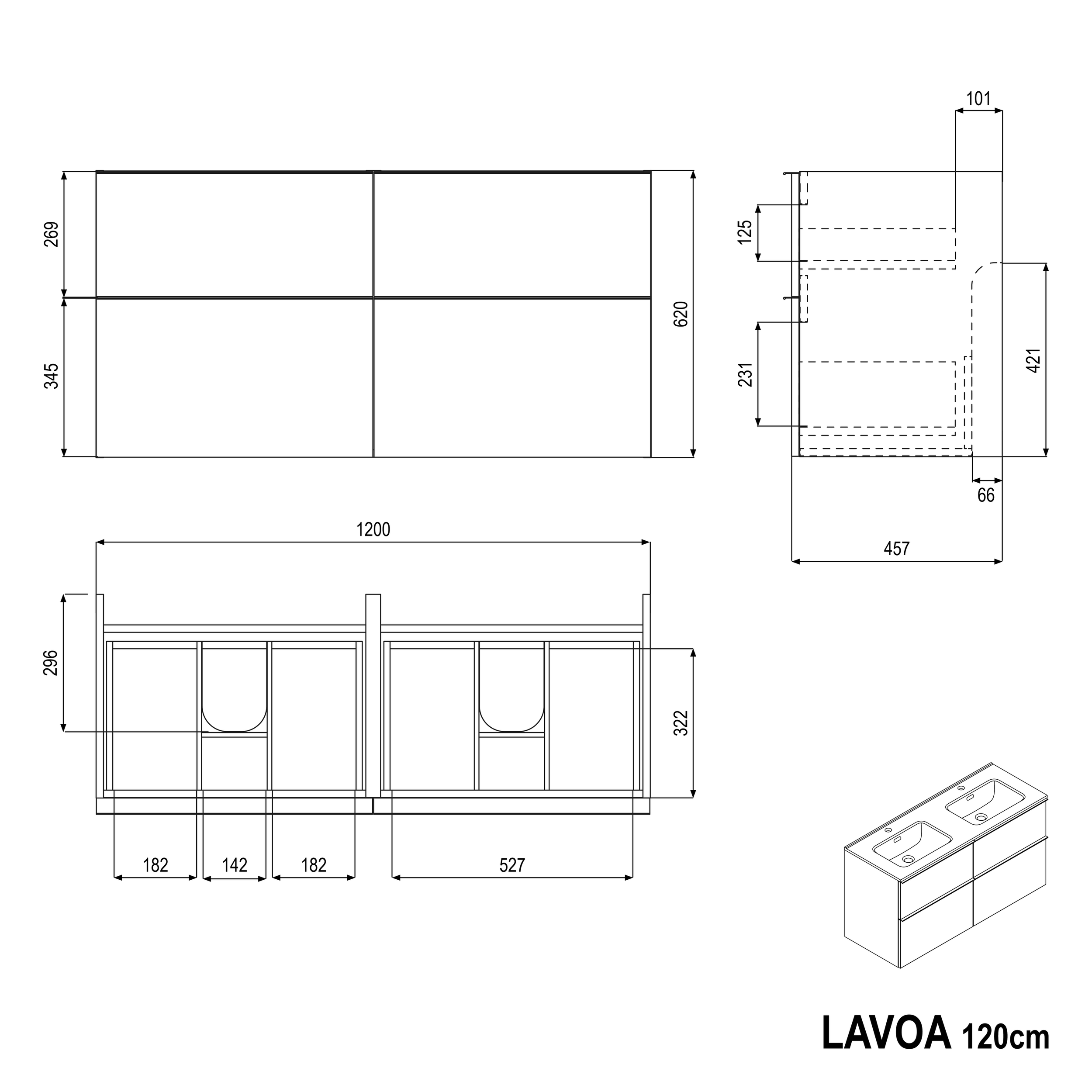 Mueble lavabo LAVOA 120 cm