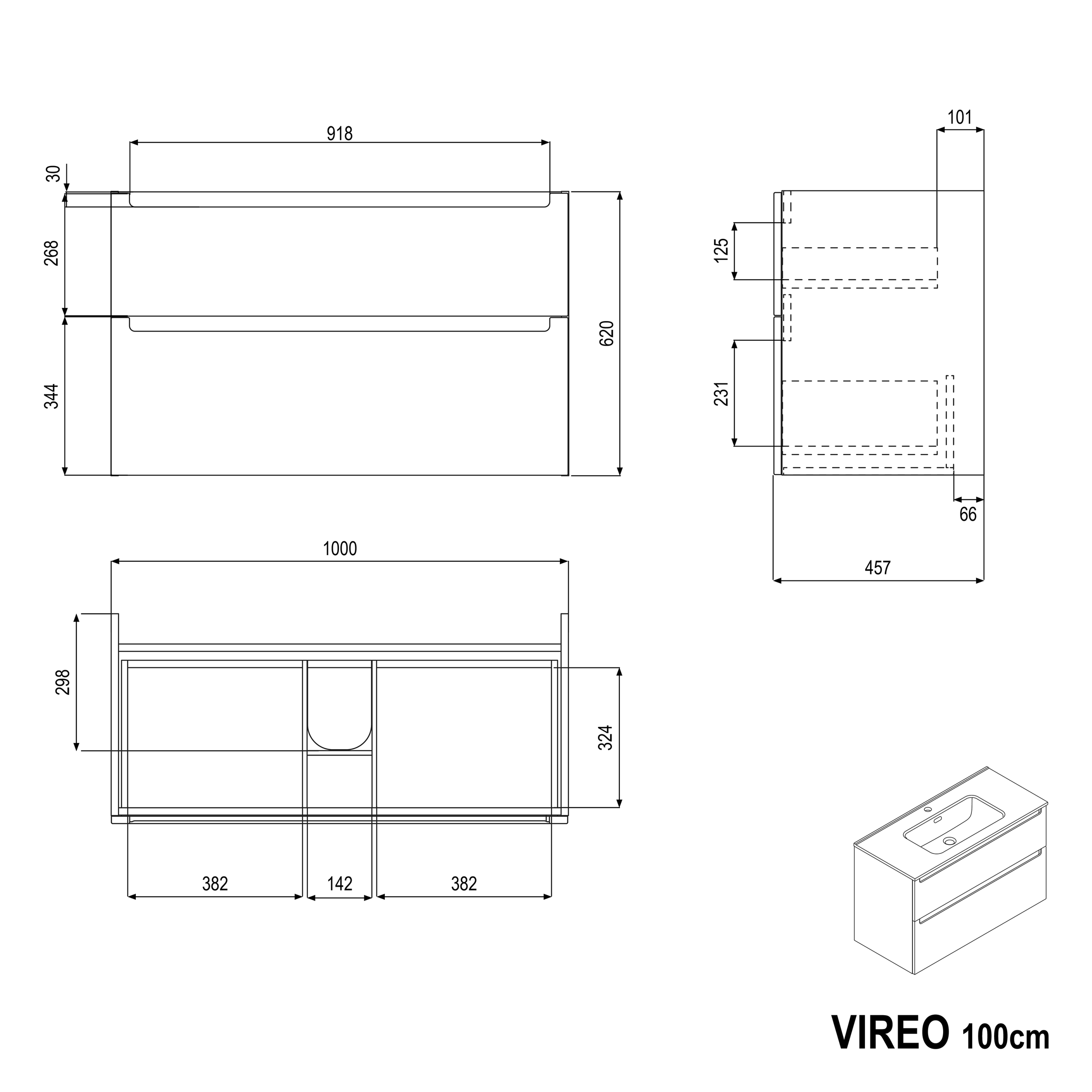 Mueble lavabo VIREO 100 cm