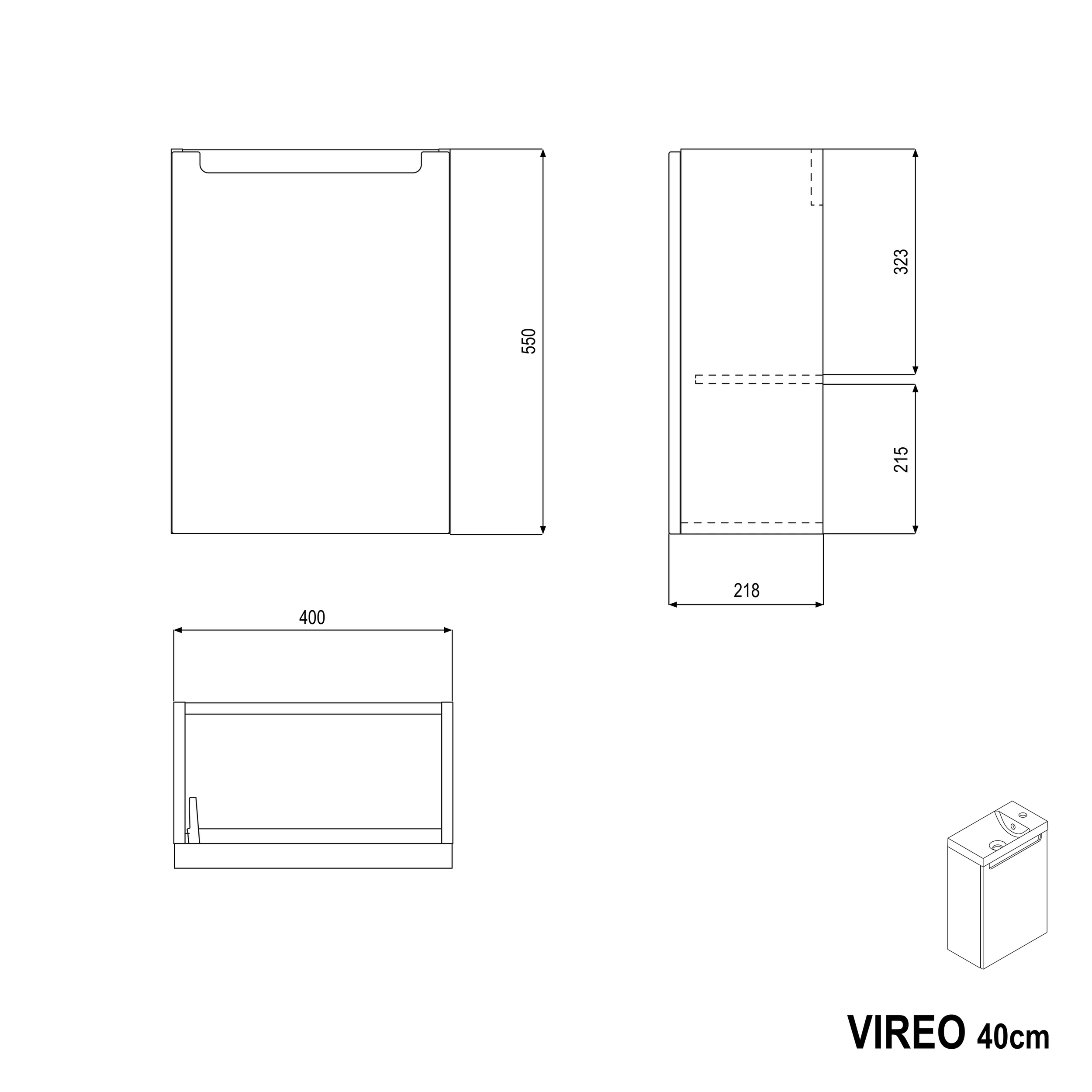 Conjunto de muebles de baño VIREO 40 cm con lavabo