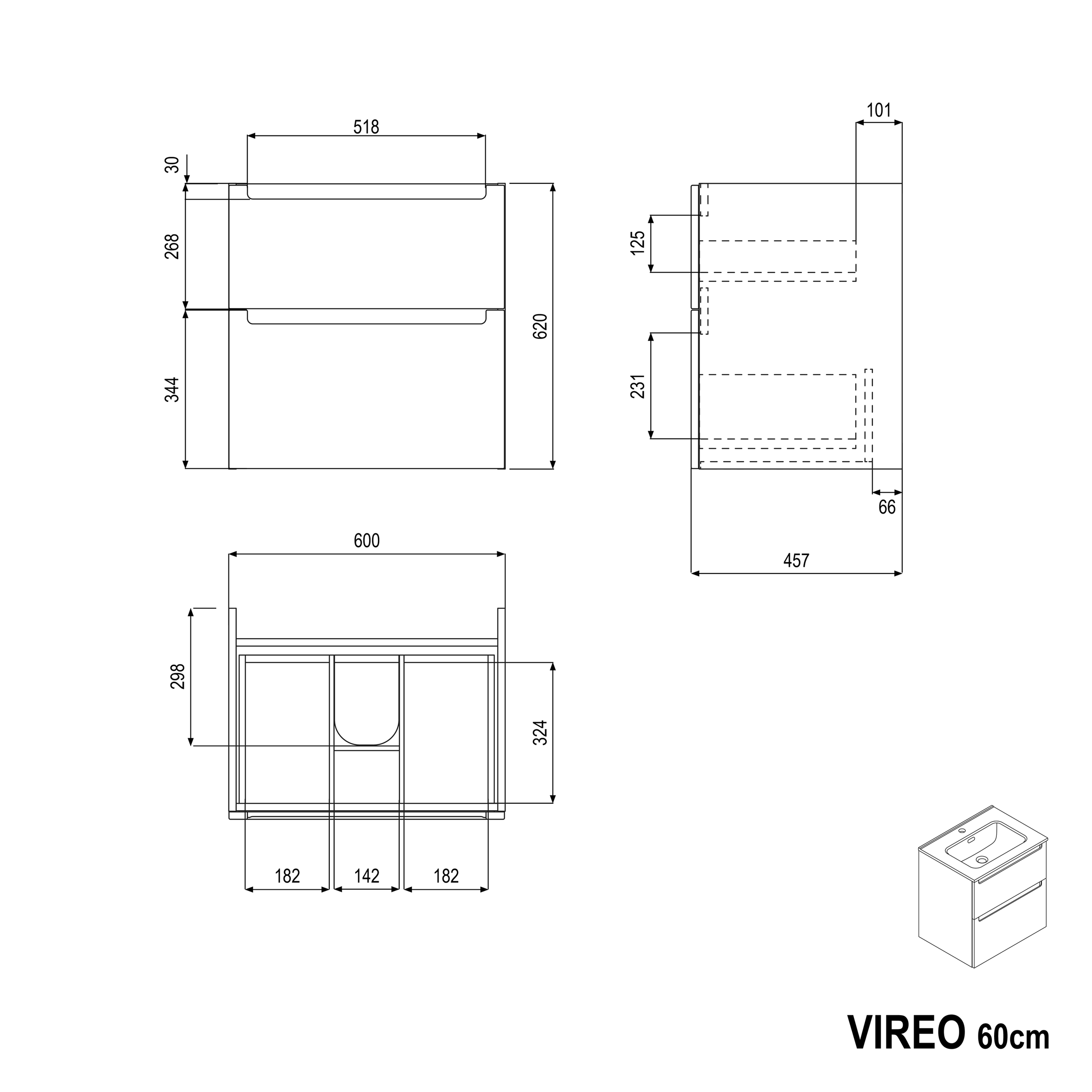 Mueble lavabo VIREO 60 cm