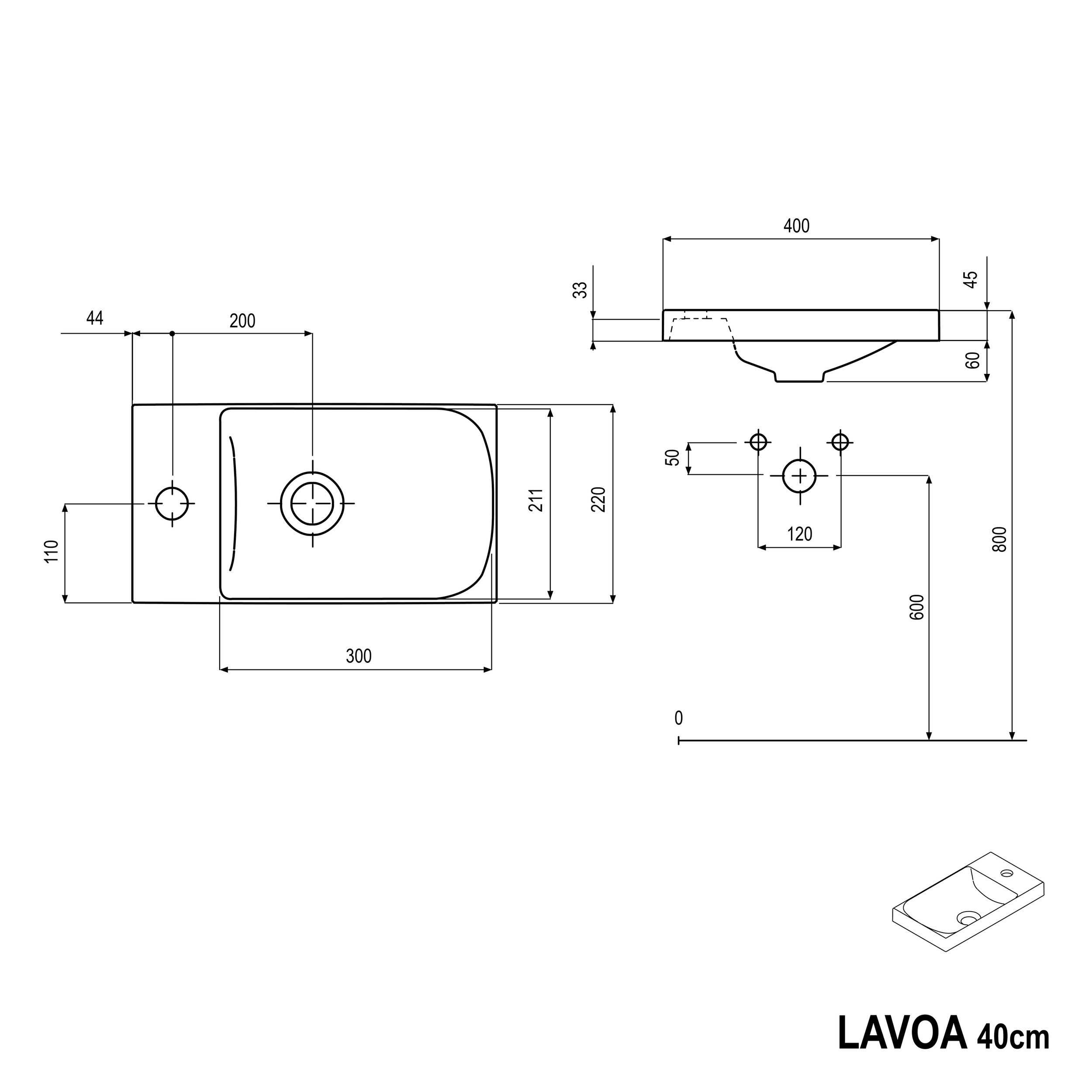 Mueble lavabo LAVOA 40 cm