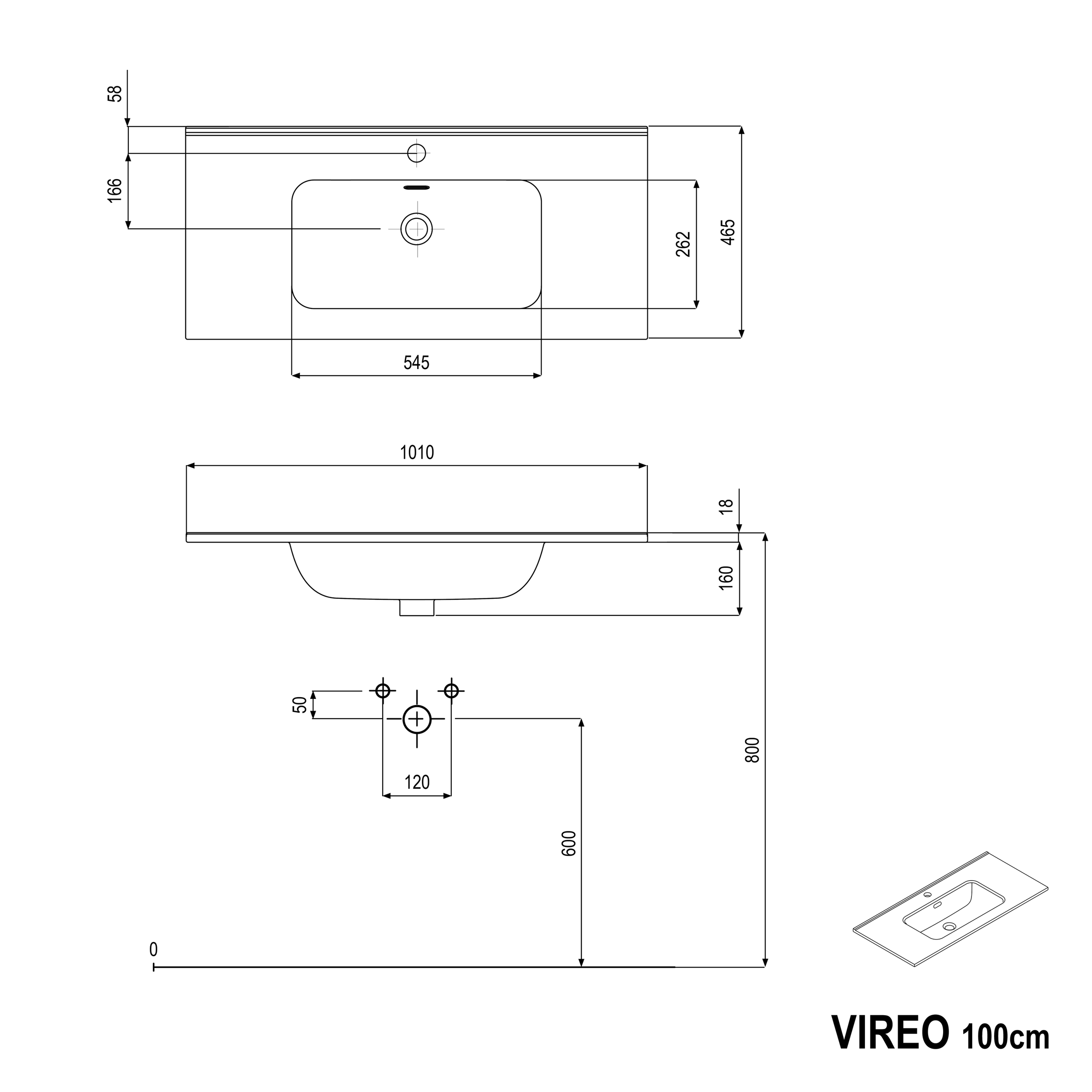 Mueble lavabo VIREO 100 cm