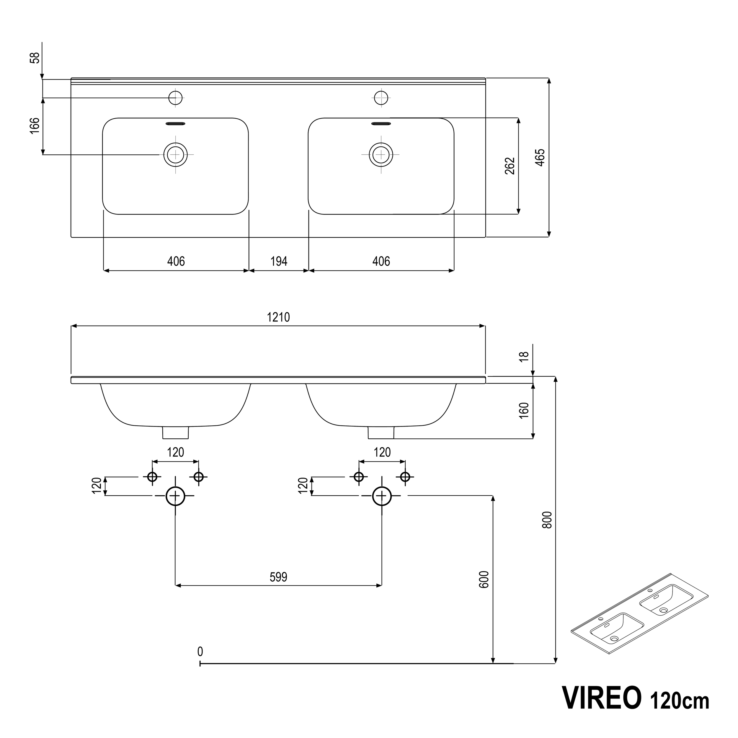 Mueble bajo lavabo VIREO 120 cm
