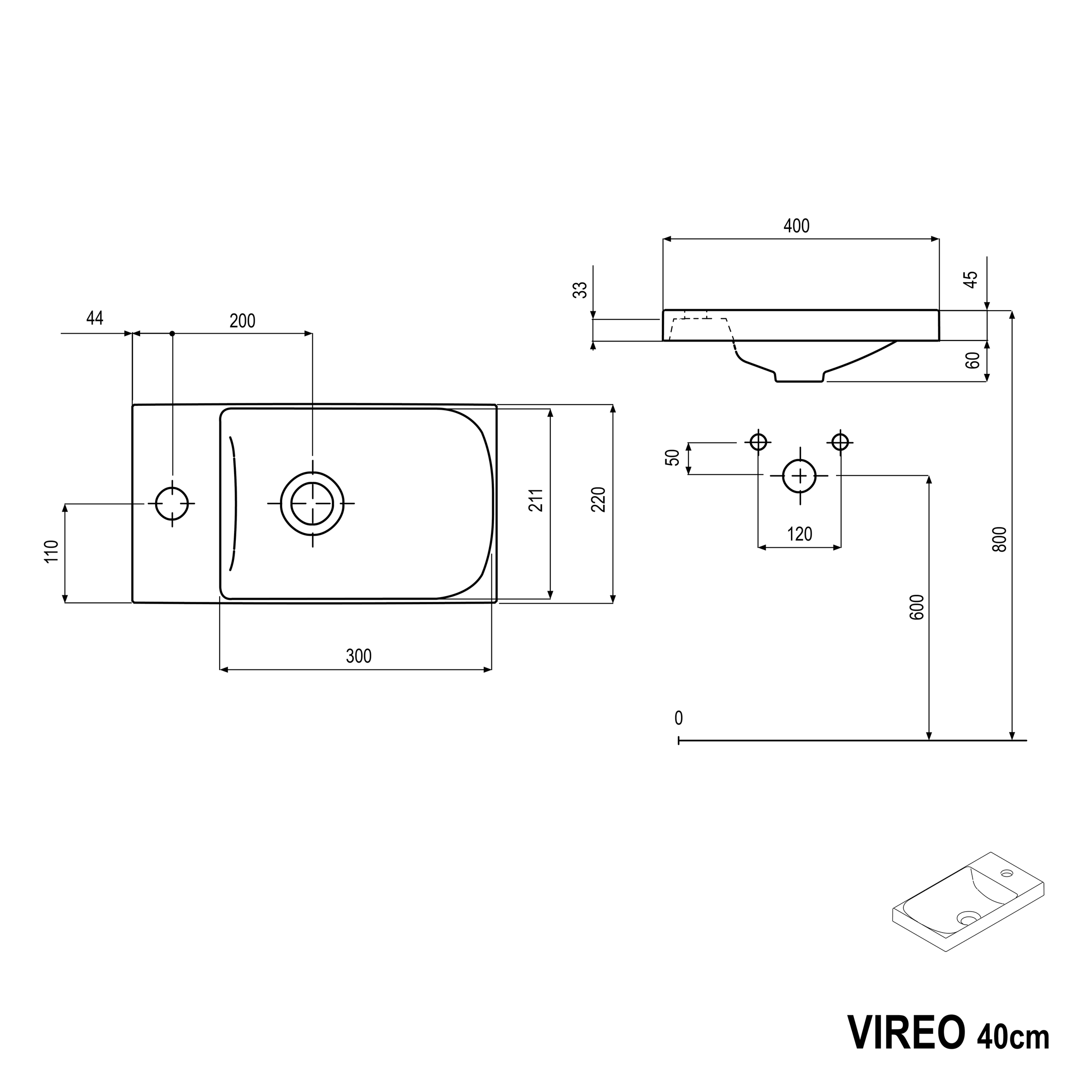 Mueble lavabo VIREO 40 cm