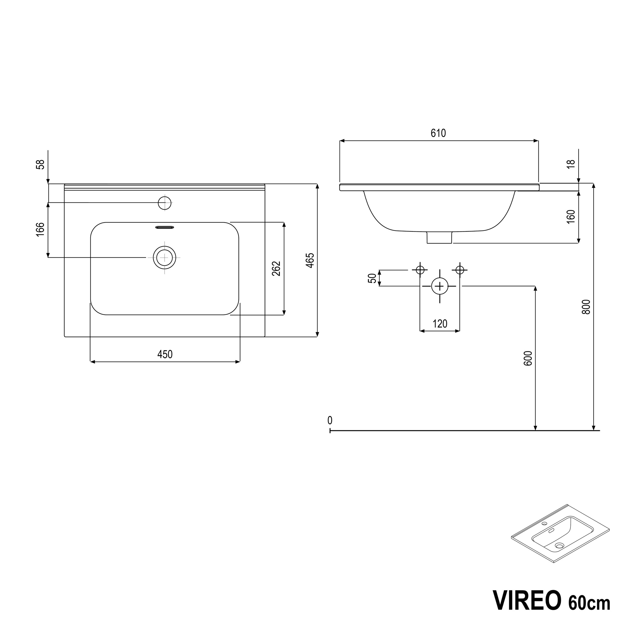 Mueble lavabo VIREO 60 cm