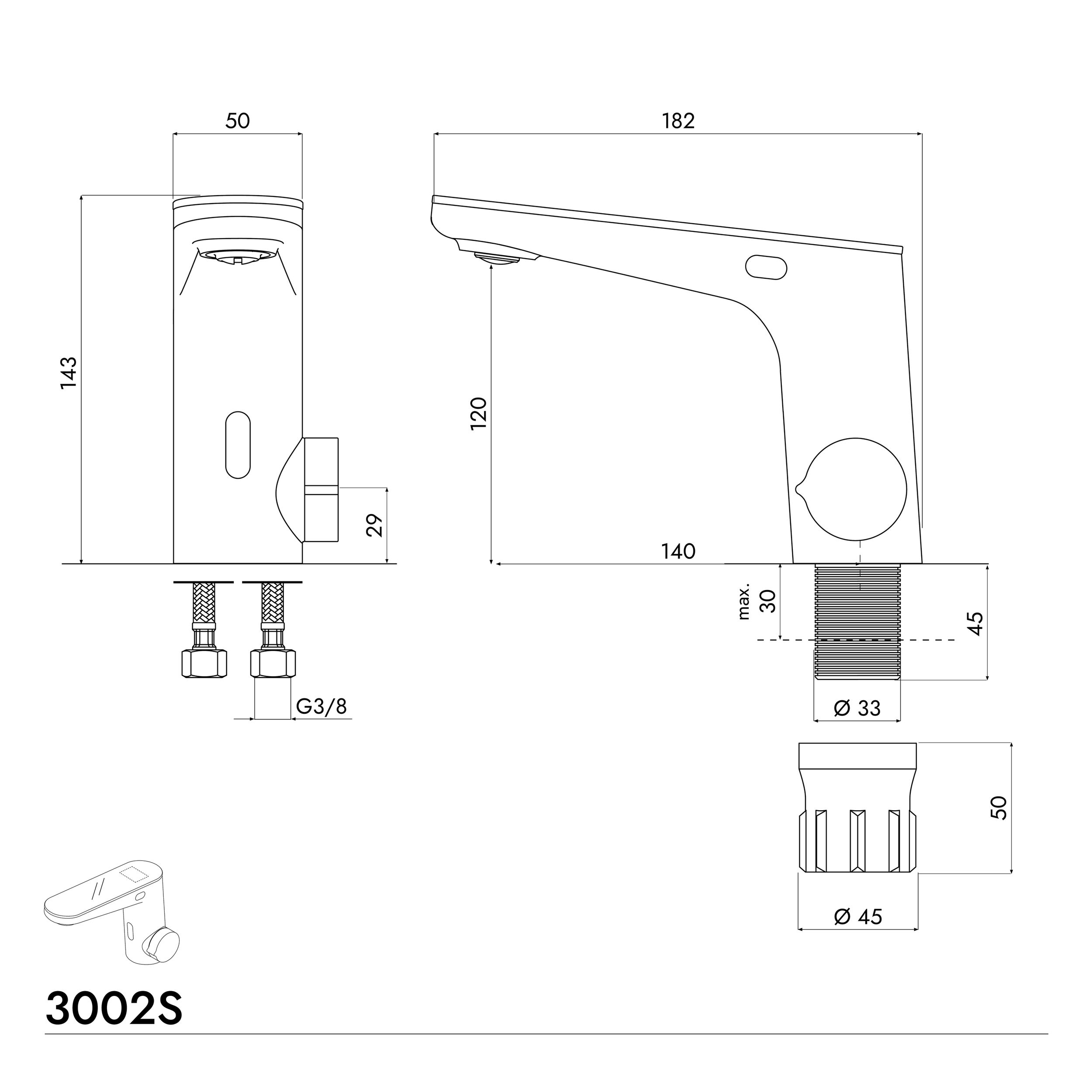 Mezclador de lavabo con sensor 3002S