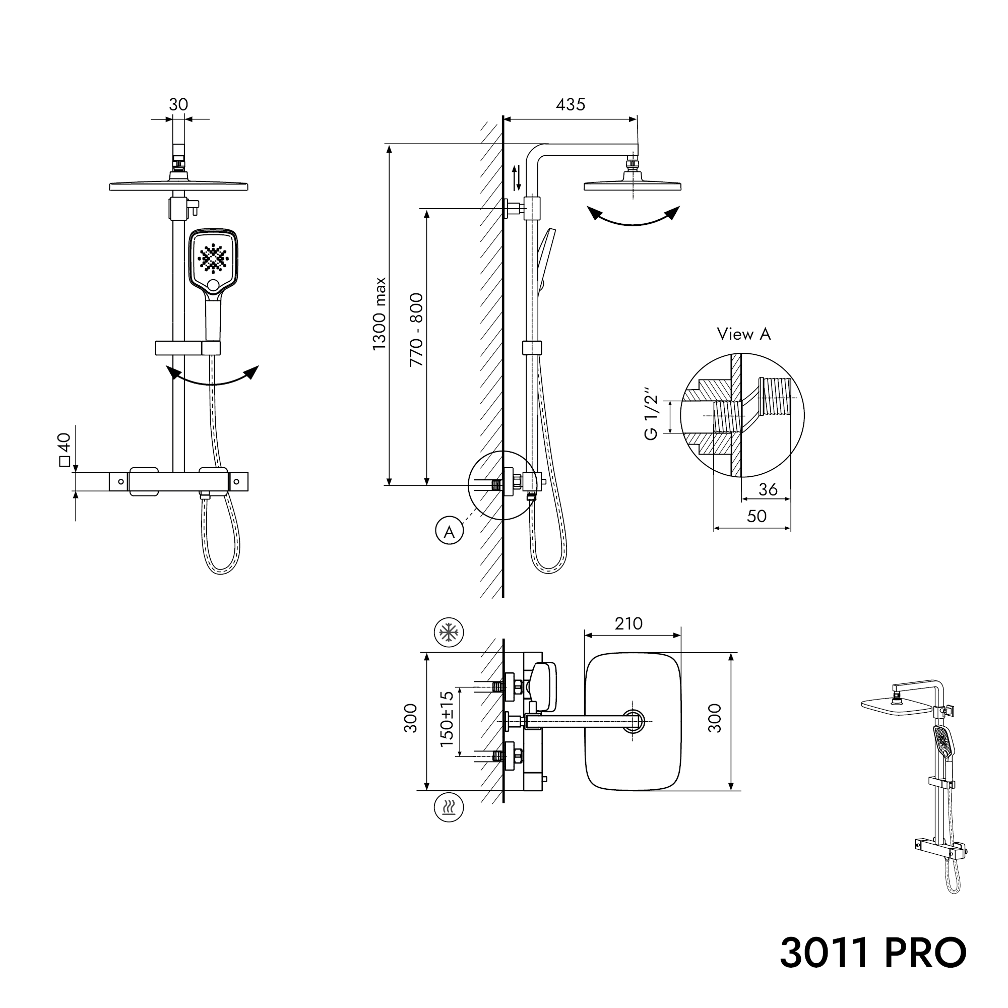 Columna de ducha Termostato 3011 PRO