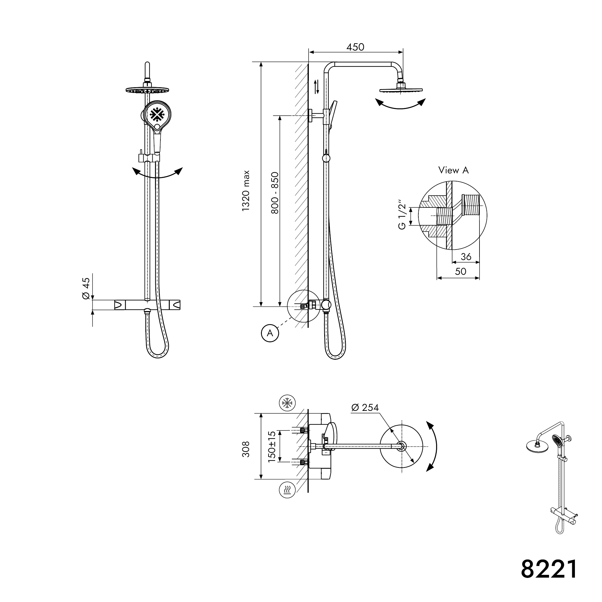 Columna de ducha termostato 8221 PRO