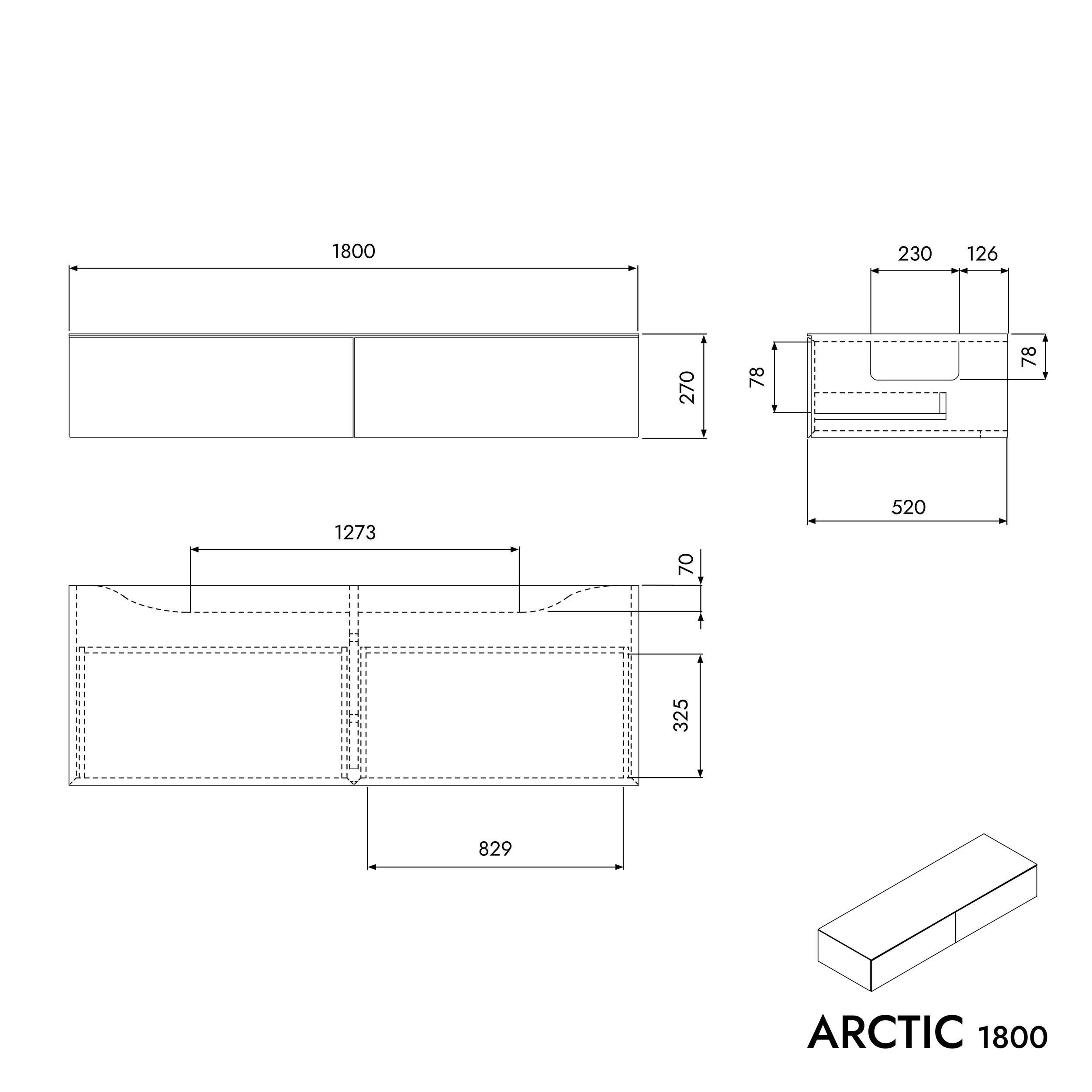 Mueble de lavabo ARCTIC 1800