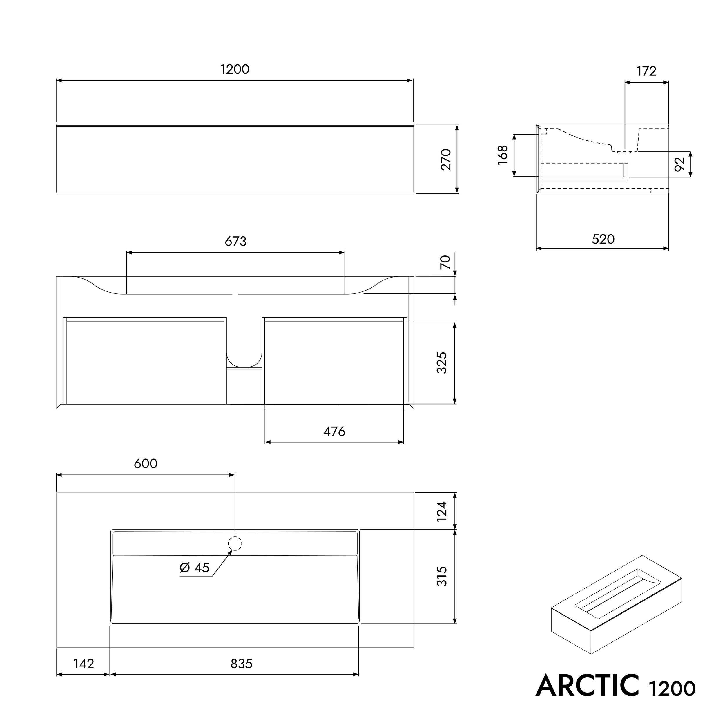 Mueble bajo lavabo ARCTIC 1200