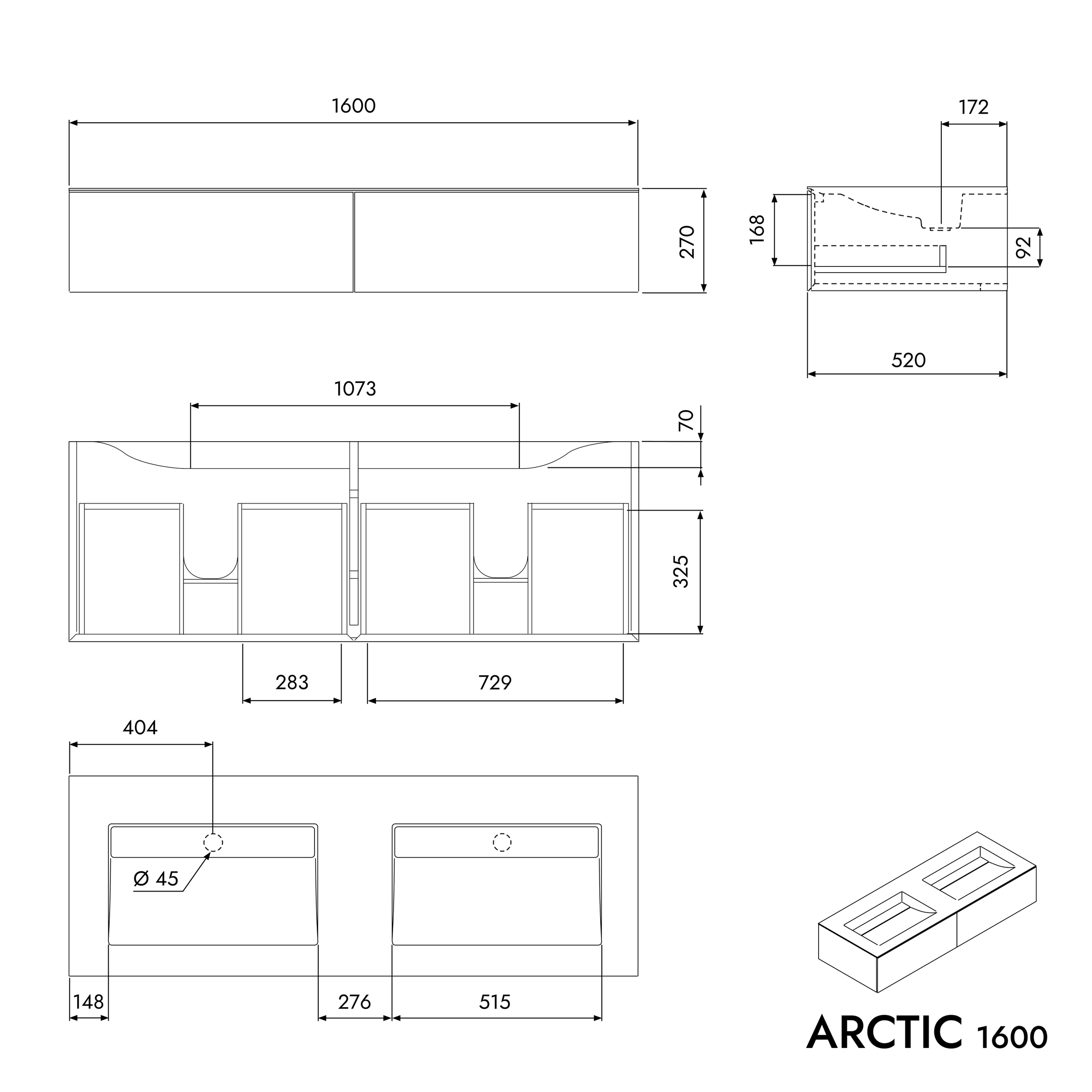 Mueble bajo lavabo ARCTIC 1600