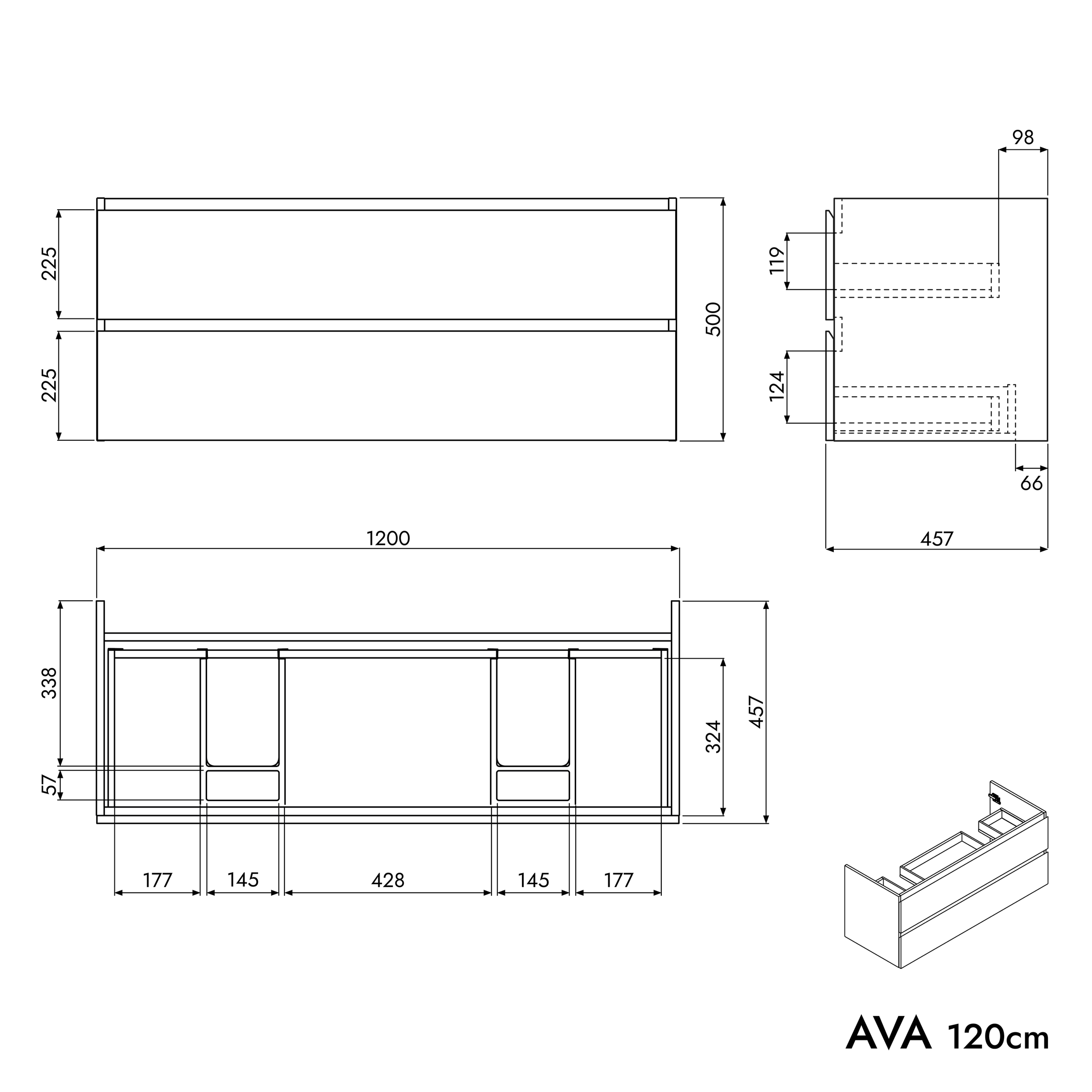 Mueble bajo lavabo AVA 120 cm