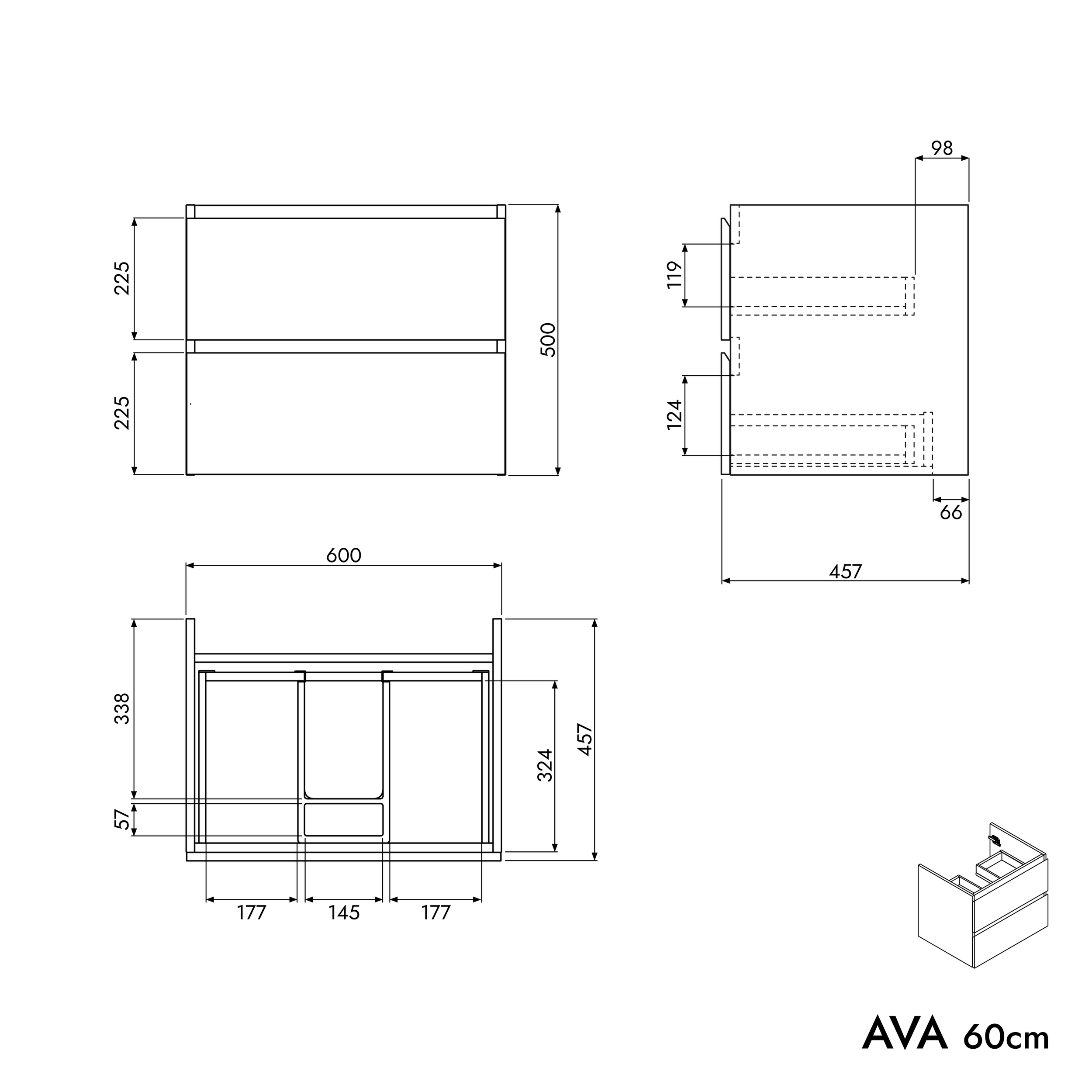 Mueble bajo lavabo AVA 60 cm
