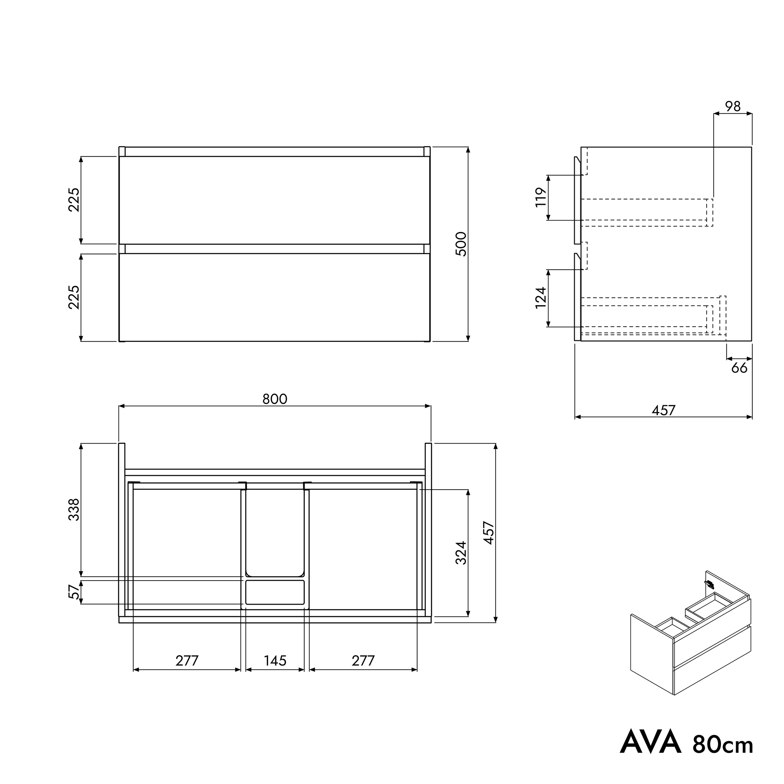 Mueble bajo lavabo AVA 80 cm