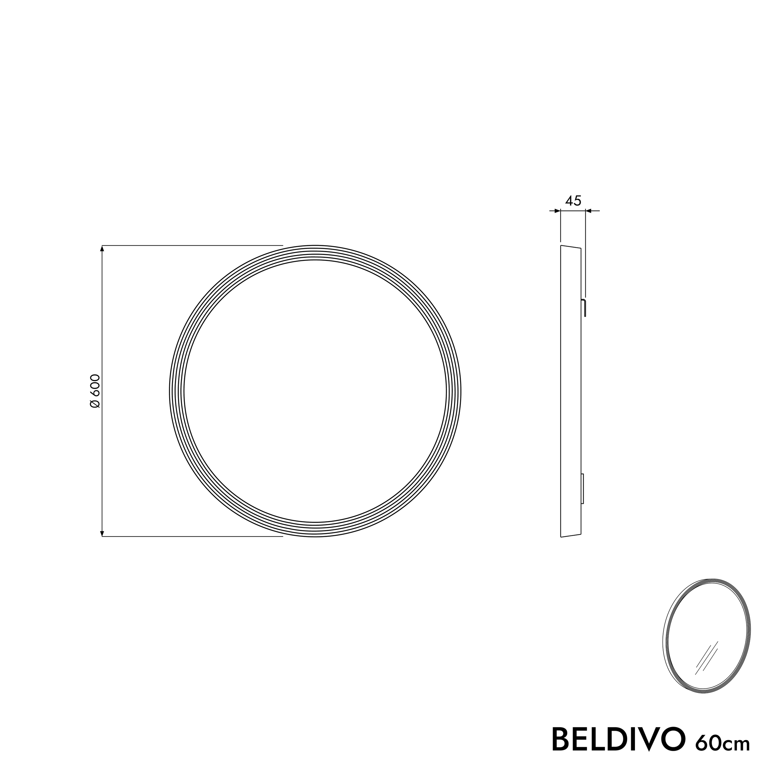 Conjunto de muebles de baño BELDIVO 60 cm con lavabo